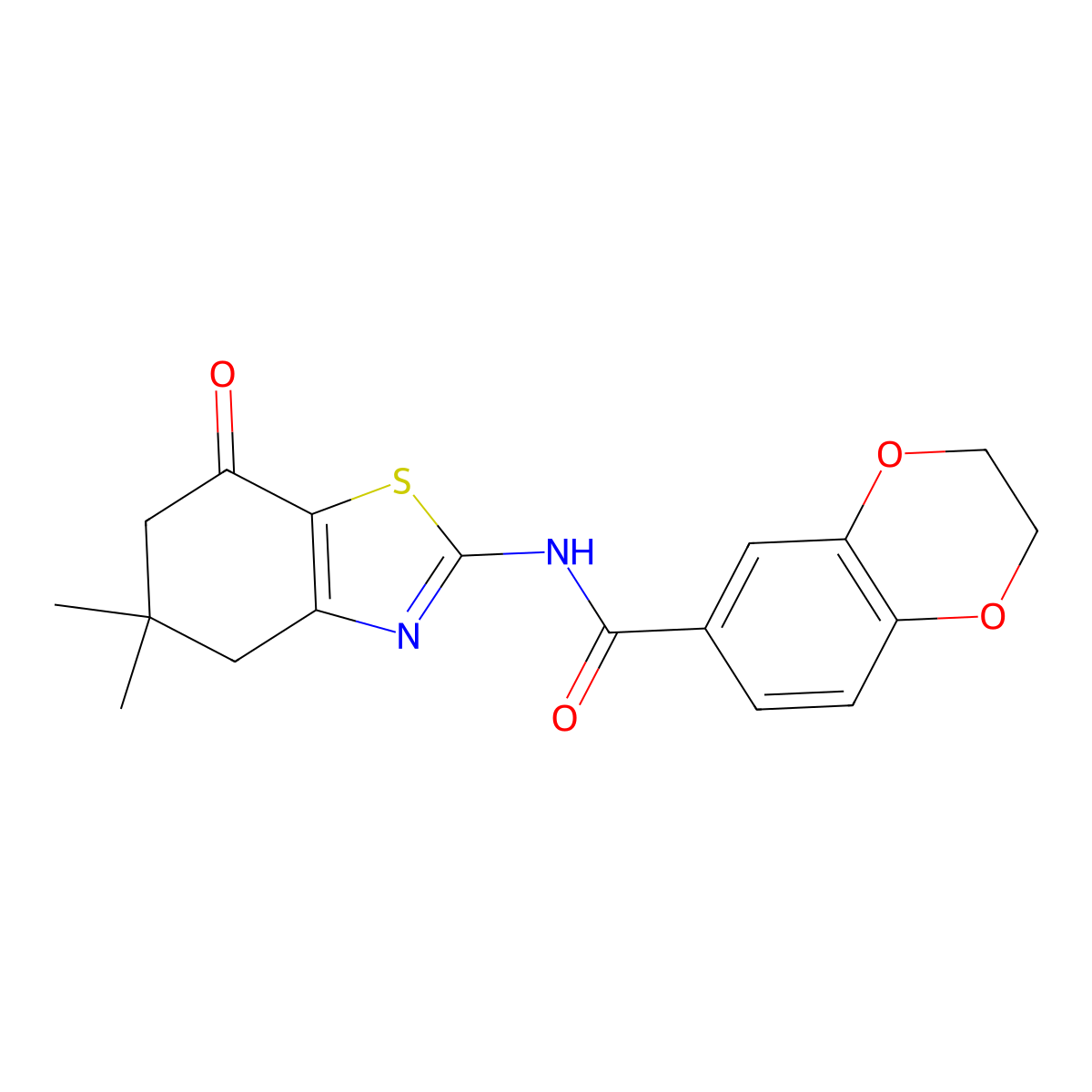 N-(5,5-dimethyl-7-oxo-4,5,6,7-tetrahydrobenzo[d]thiazol-2-yl)-2,3-dihydrobenzo[b][1,4]dioxine-6-carboxamide molecular structure, CAS 477554-19-1