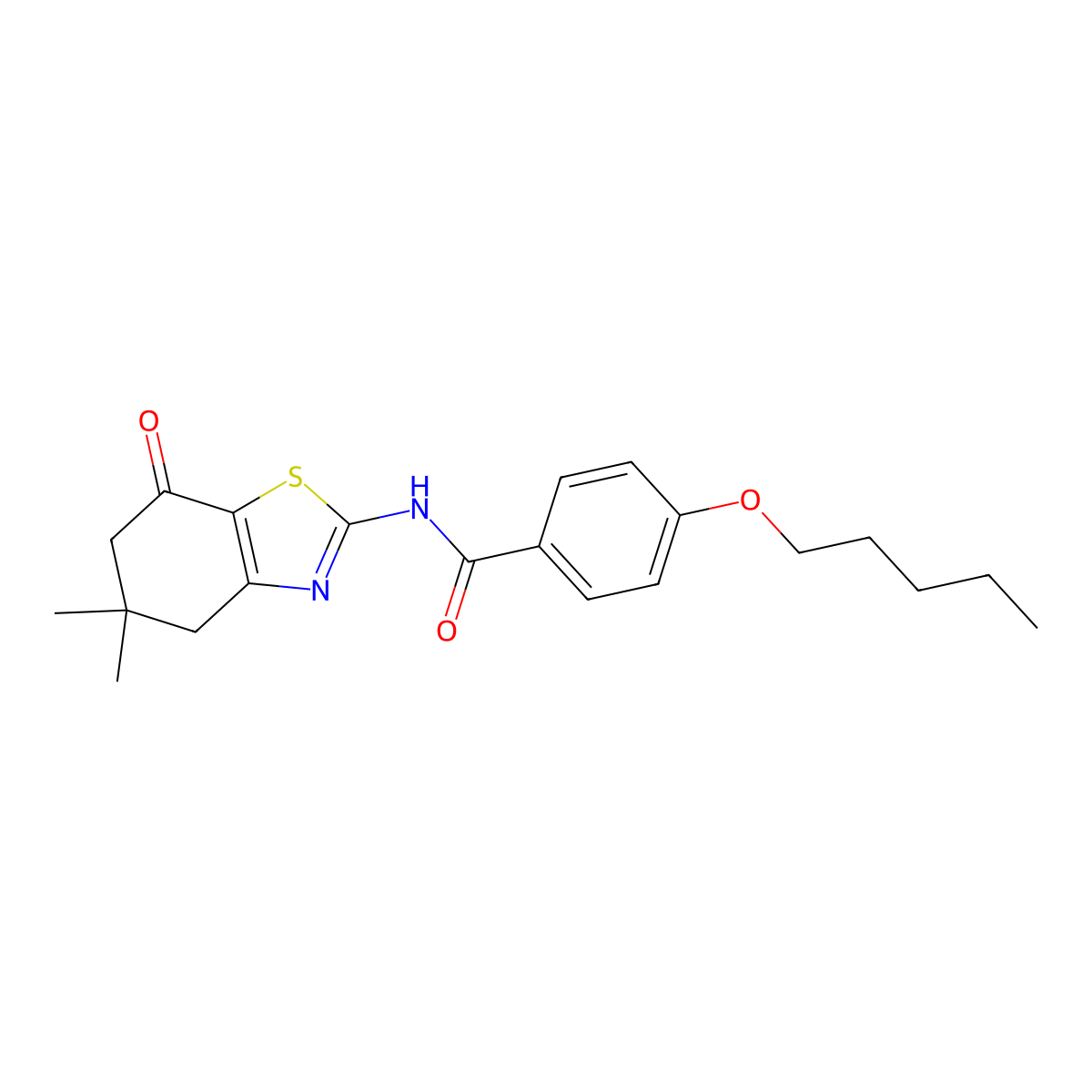 N-(5,5-dimethyl-7-oxo-4,5,6,7-tetrahydrobenzo[d]thiazol-2-yl)-4-(pentyloxy)benzamide molecular structure, CAS 477554-20-4