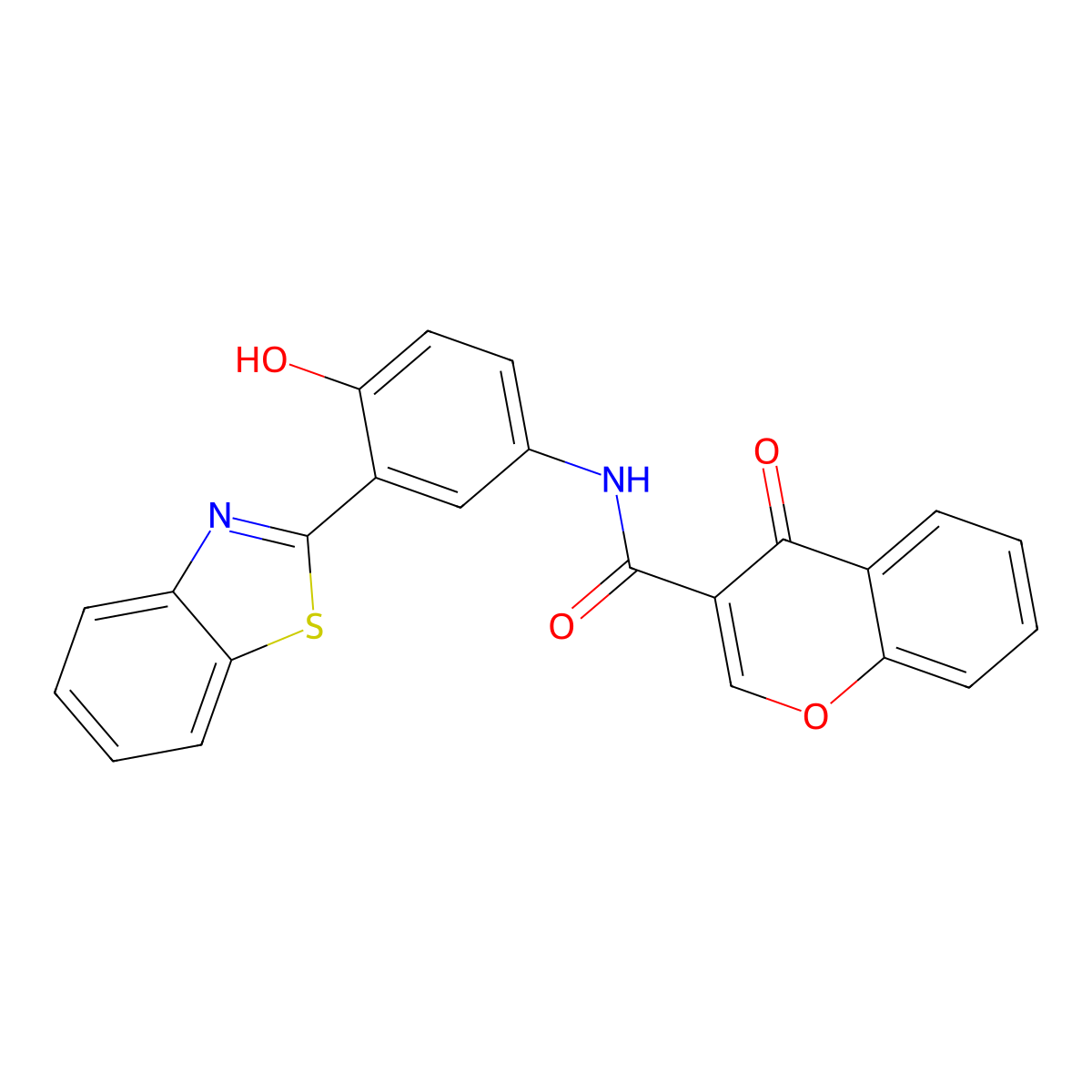 N-(3-(benzo[d]thiazol-2-yl)-4-hydroxyphenyl)-4-oxo-4H-chromene-3-carboxamide molecular structure, CAS 477554-31-7