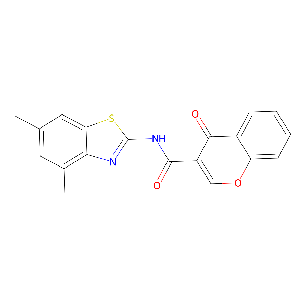 N-(4,6-dimethylbenzo[d]thiazol-2-yl)-4-oxo-4H-chromene-3-carboxamide molecular structure, CAS 477554-39-5