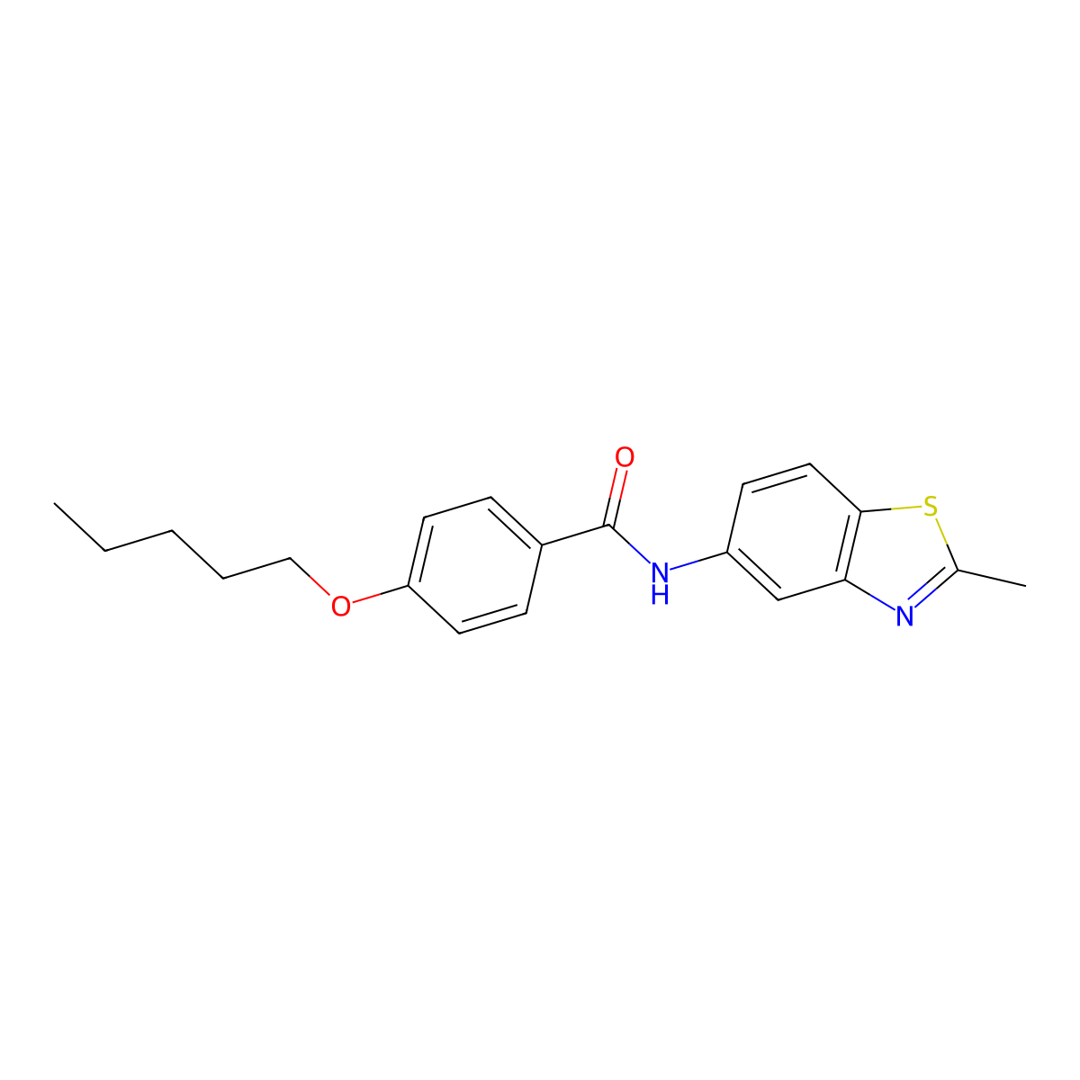 N-(2-methylbenzo[d]thiazol-5-yl)-4-(pentyloxy)benzamide molecular structure, CAS 477554-53-3