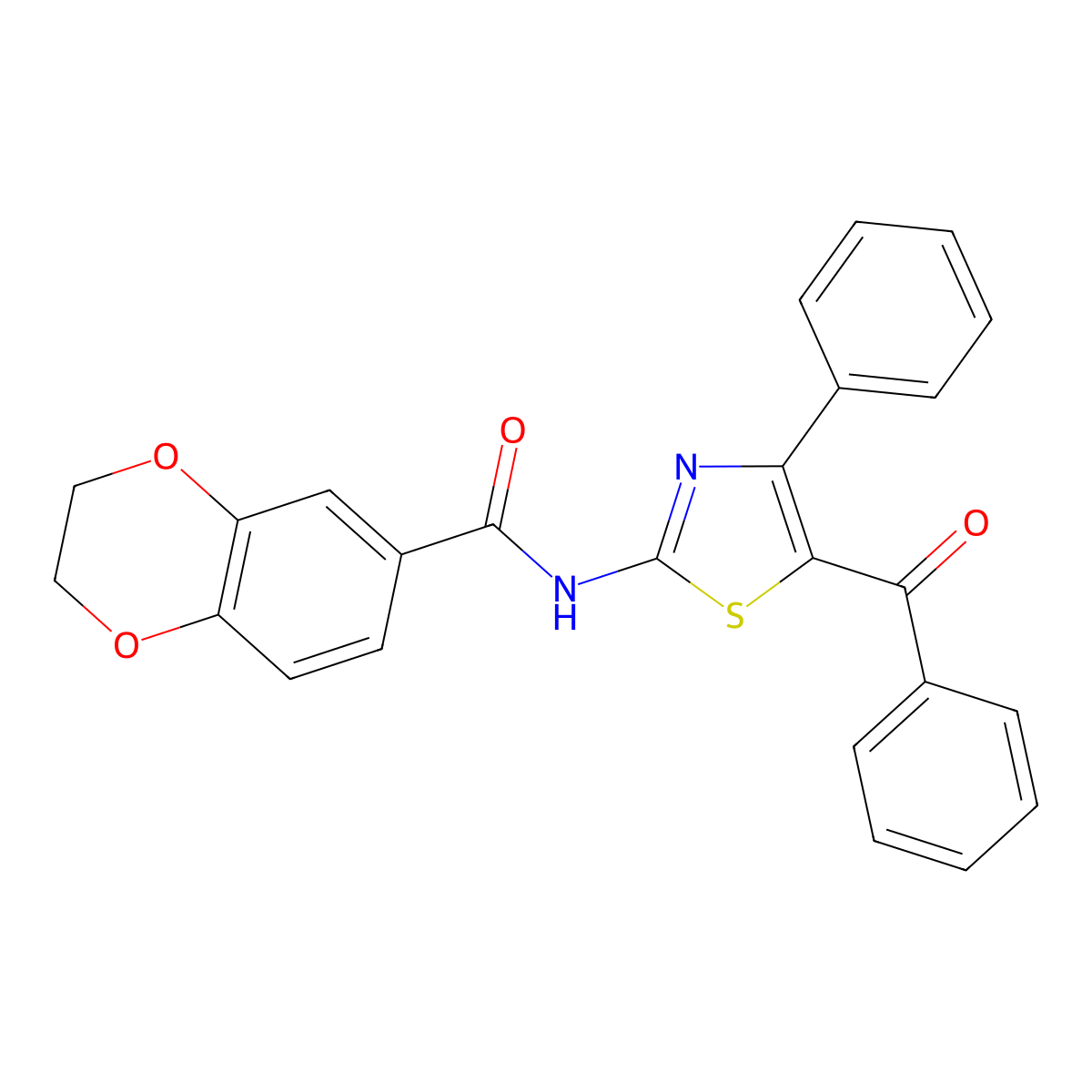 N-(5-benzoyl-4-phenyl-1,3-thiazol-2-yl)-2,3-dihydro-1,4-benzodioxine-6-carboxamide molecular structure, CAS 477554-66-8