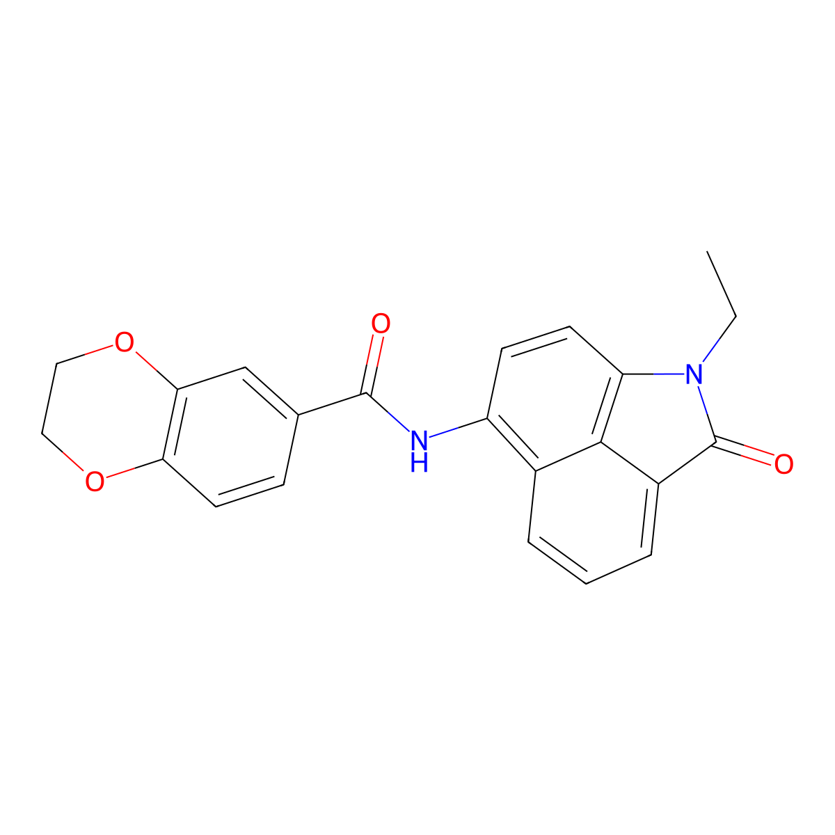 N-(1-ethyl-2-oxo-1,2-dihydrobenzo[cd]indol-6-yl)-2,3-dihydro-1,4-benzodioxine-6-carboxamide molecular structure, CAS 477555-00-3