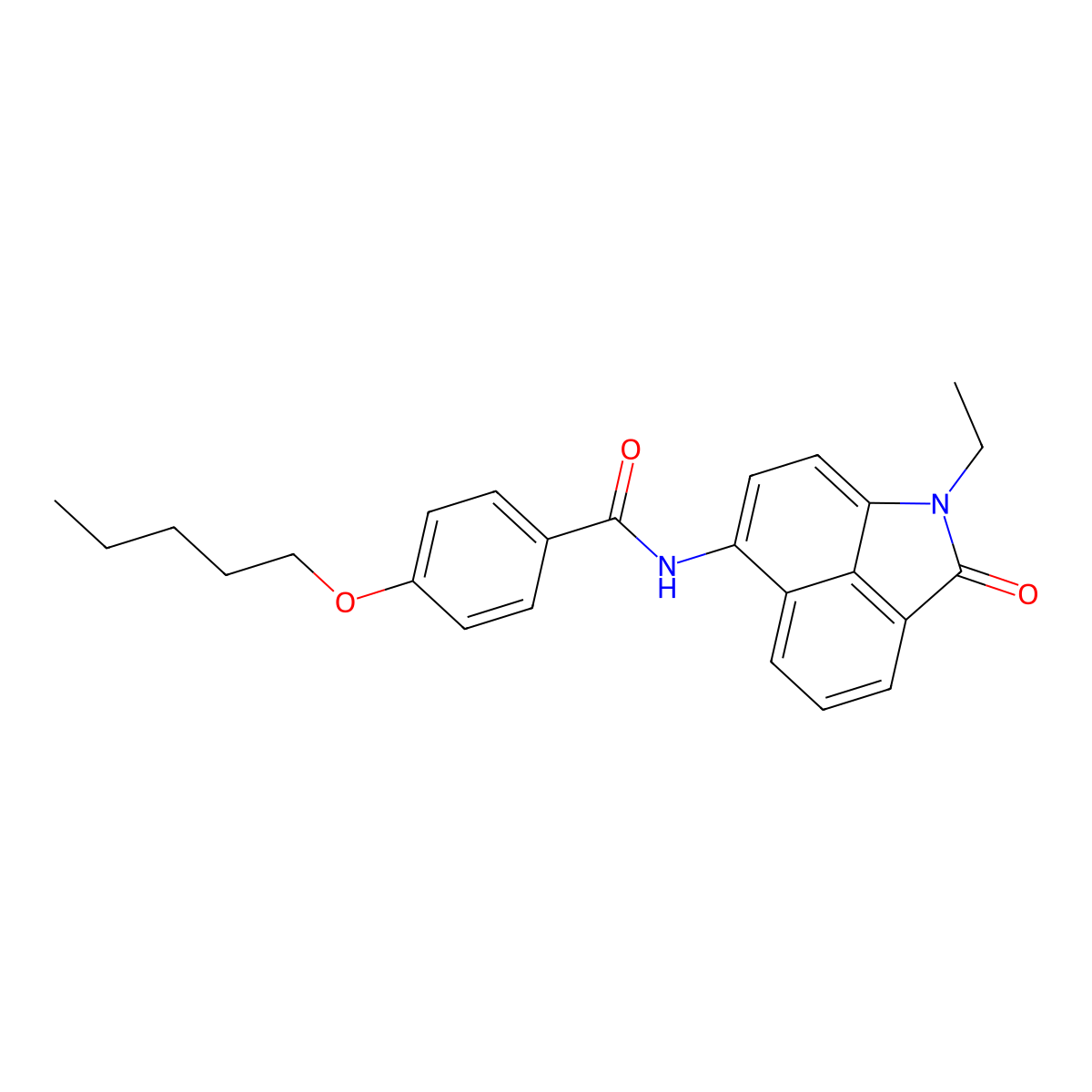 N-(1-ethyl-2-oxo-1,2-dihydrobenzo[cd]indol-6-yl)-4-(pentyloxy)benzamide molecular structure, CAS 477555-01-4