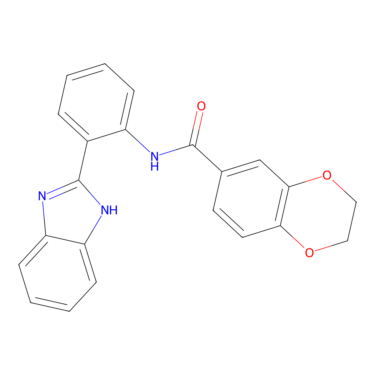 N-[2-(1H-benzimidazol-2-yl)phenyl]-2,3-dihydro-1,4-benzodioxine-6-carboxamide molecular structure, CAS 477555-03-6