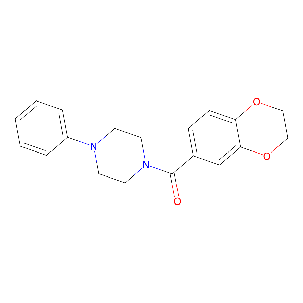 2,3-Dihydro-1,4-benzodioxin-6-yl-(4-phenylpiperazin-1-yl)methanone molecular structure, CAS 477555-51-4