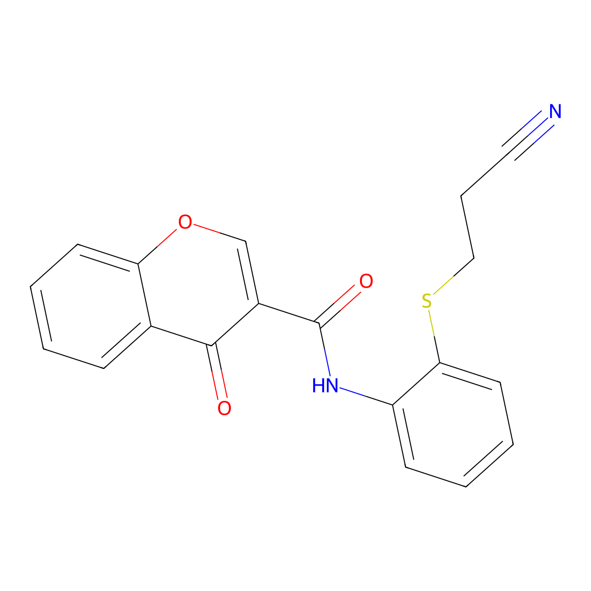 N-[2-(2-cyanoethylsulfanyl)phenyl]-4-oxochromene-3-carboxamide molecular structure, CAS 477555-64-9