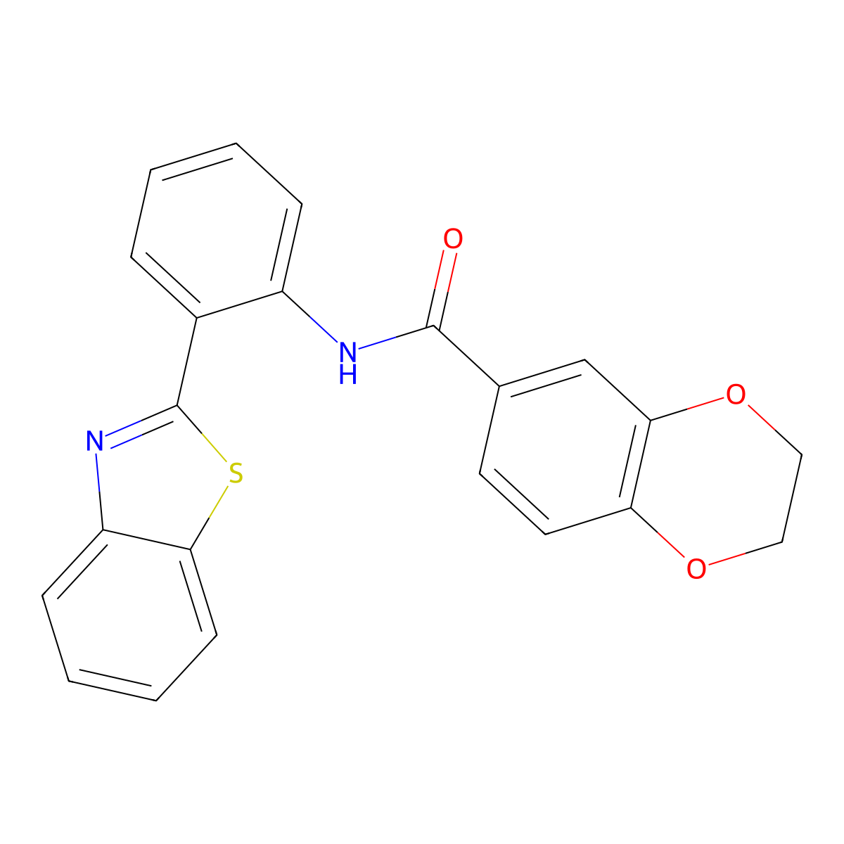N-[2-(1,3-benzothiazol-2-yl)phenyl]-2,3-dihydro-1,4-benzodioxine-6-carboxamide molecular structure, CAS 477555-96-7