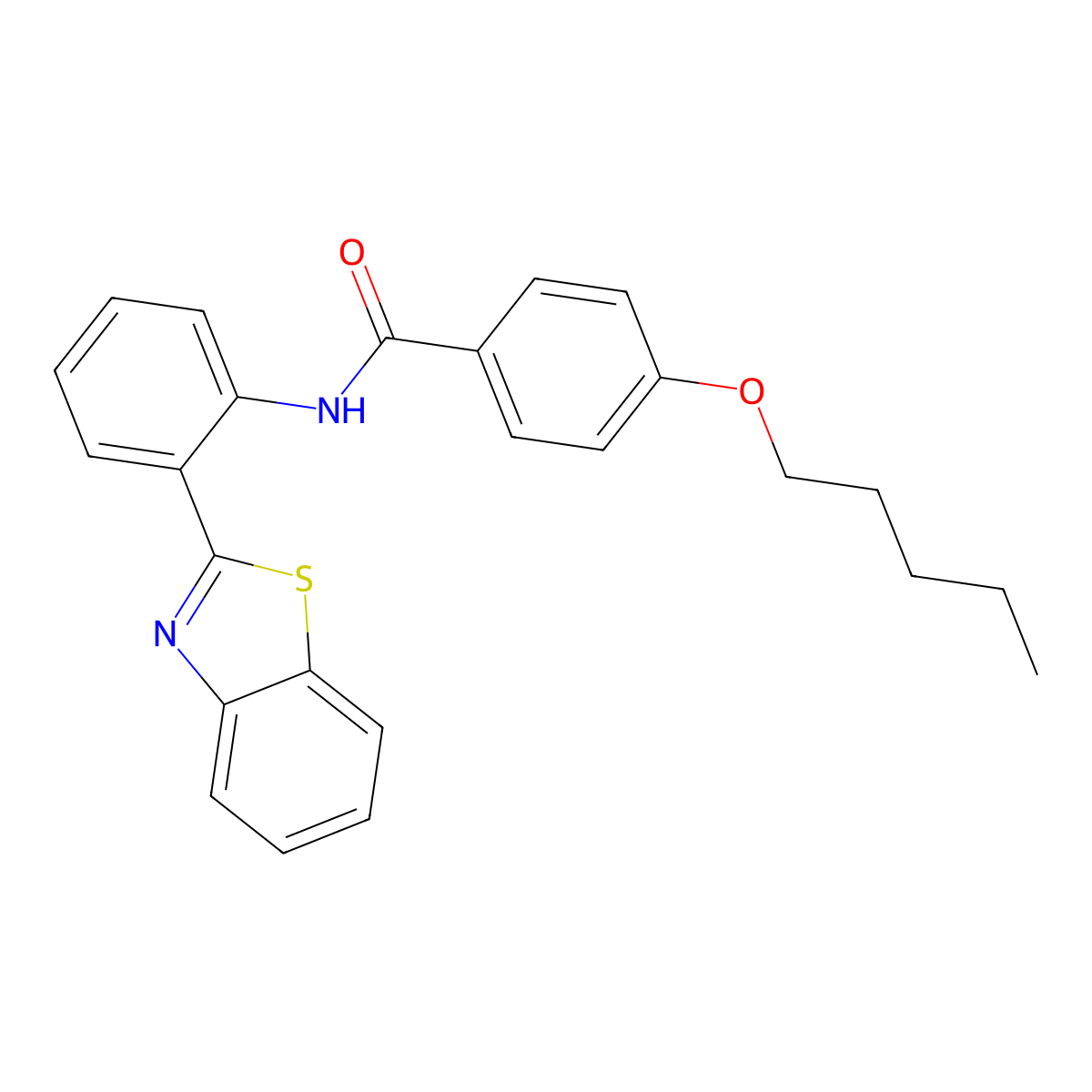 N-(2-(benzo[d]thiazol-2-yl)phenyl)-4-(pentyloxy)benzamide molecular structure, CAS 477555-97-8