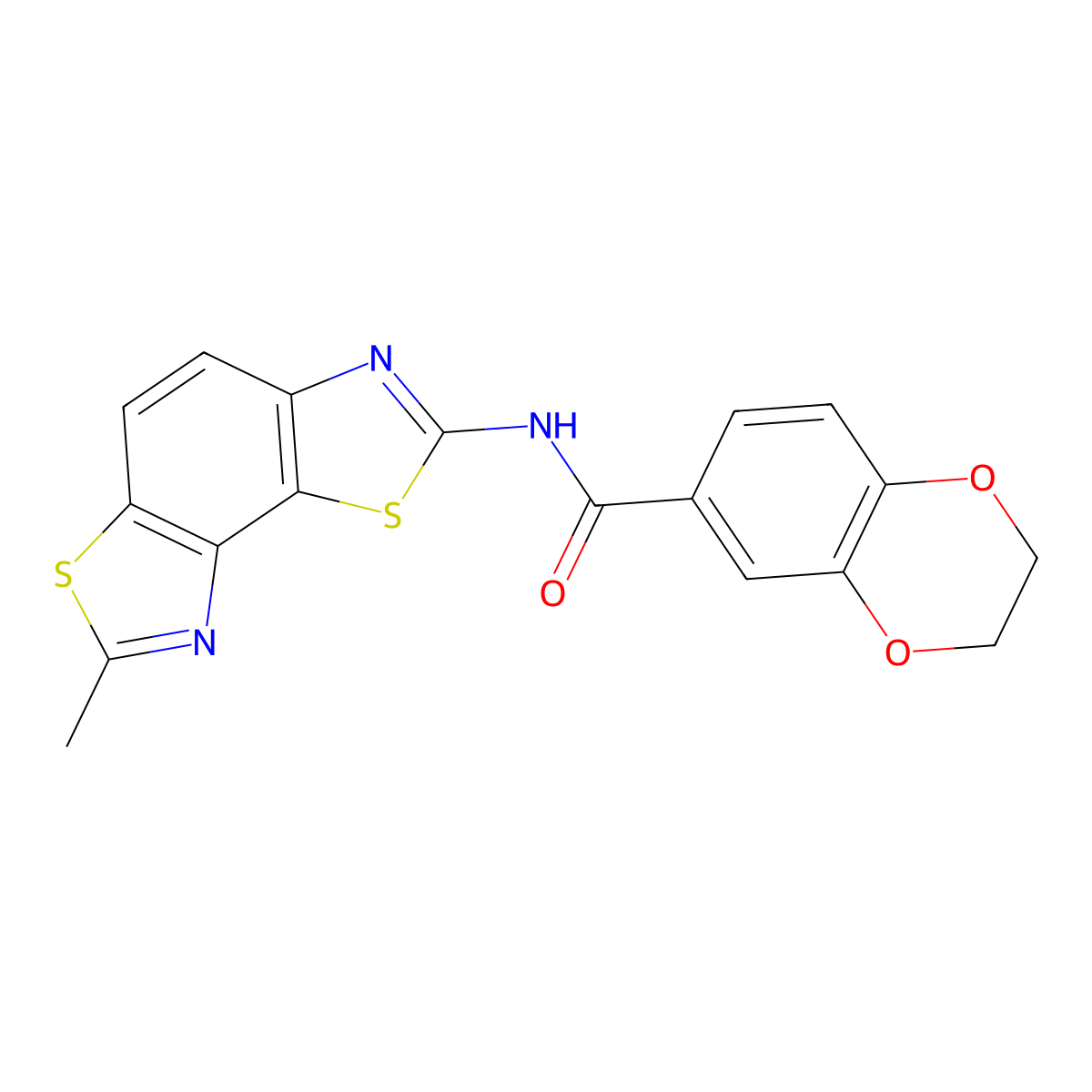 N-(7-methyl[1,3]thiazolo[5,4-e][1,3]benzothiazol-2-yl)-2,3-dihydro-1,4-benzodioxine-6-carboxamide molecular structure, CAS 477555-99-0