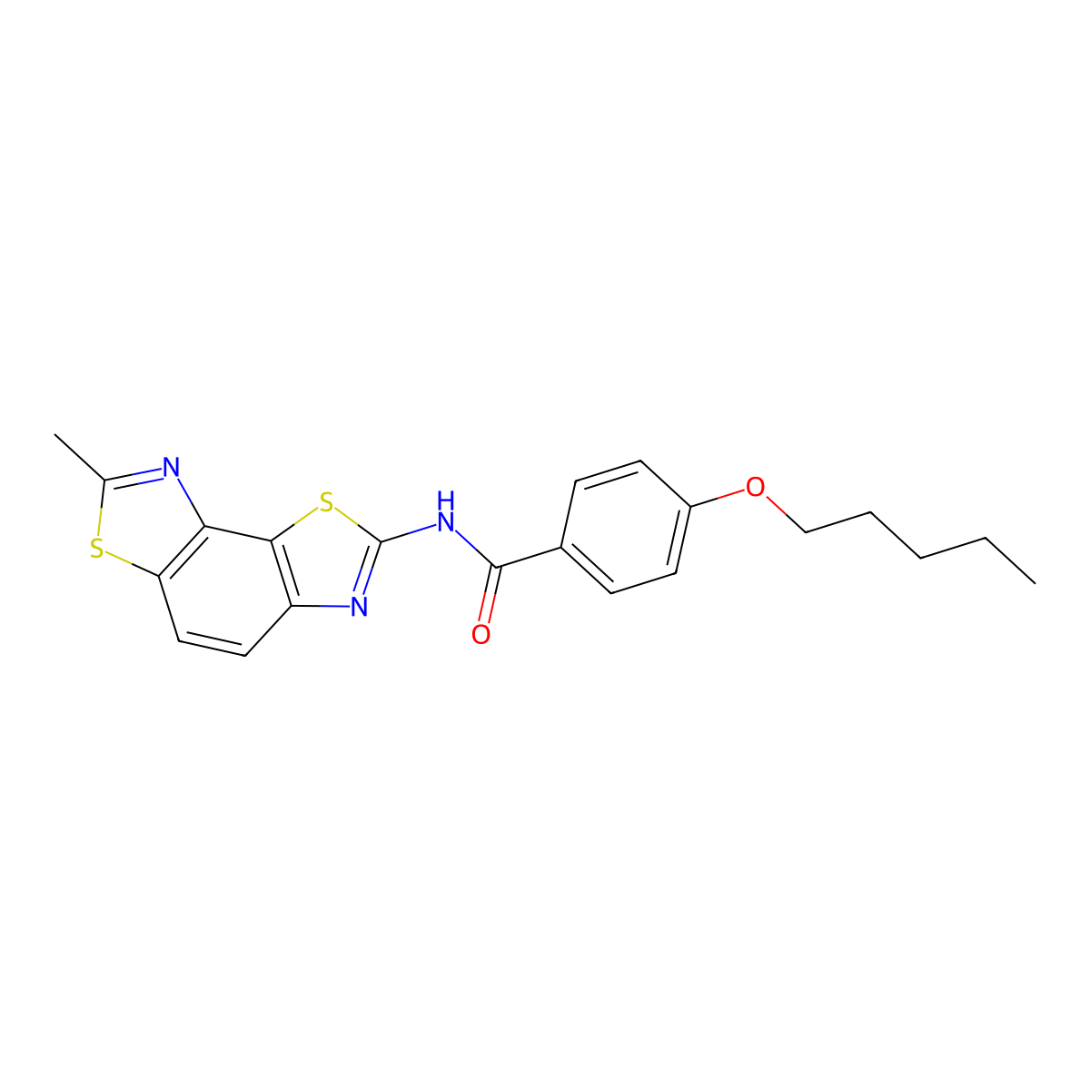 N-(7-methyl-[1,3]thiazolo[5,4-e][1,3]benzothiazol-2-yl)-4-pentoxybenzamide molecular structure, CAS 477556-00-6