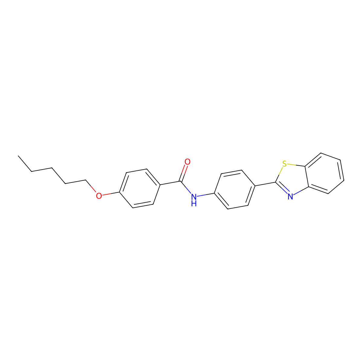 N-[4-(1,3-benzothiazol-2-yl)phenyl]-4-(pentyloxy)benzamide molecular structure, CAS 477556-16-4