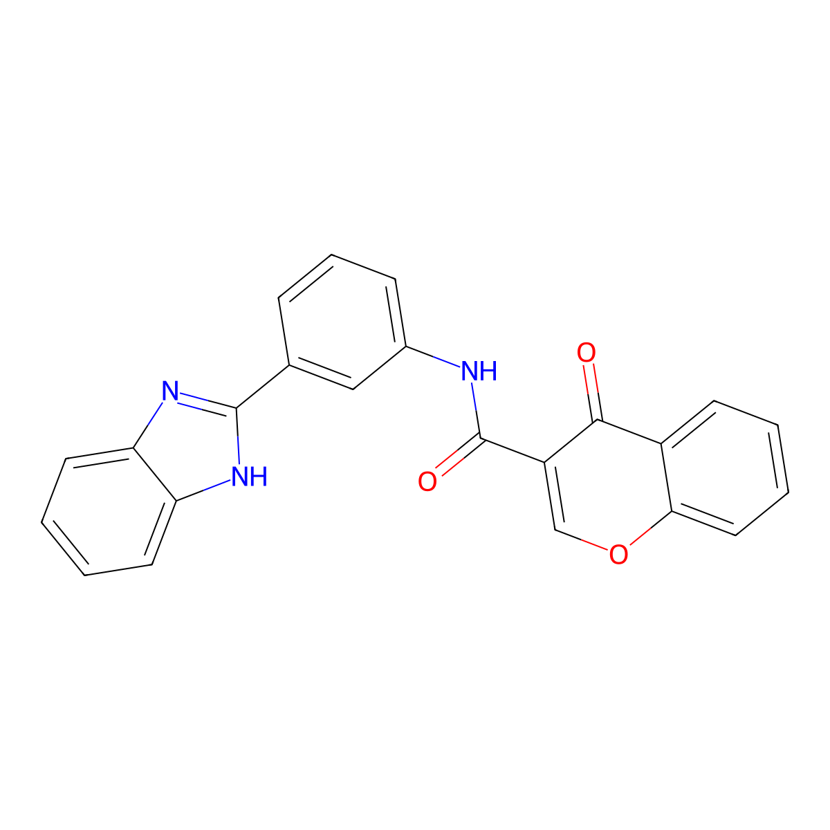 N-(3-(1H-benzo[d]imidazol-2-yl)phenyl)-4-oxo-4H-chromene-3-carboxamide molecular structure, CAS 477556-24-4