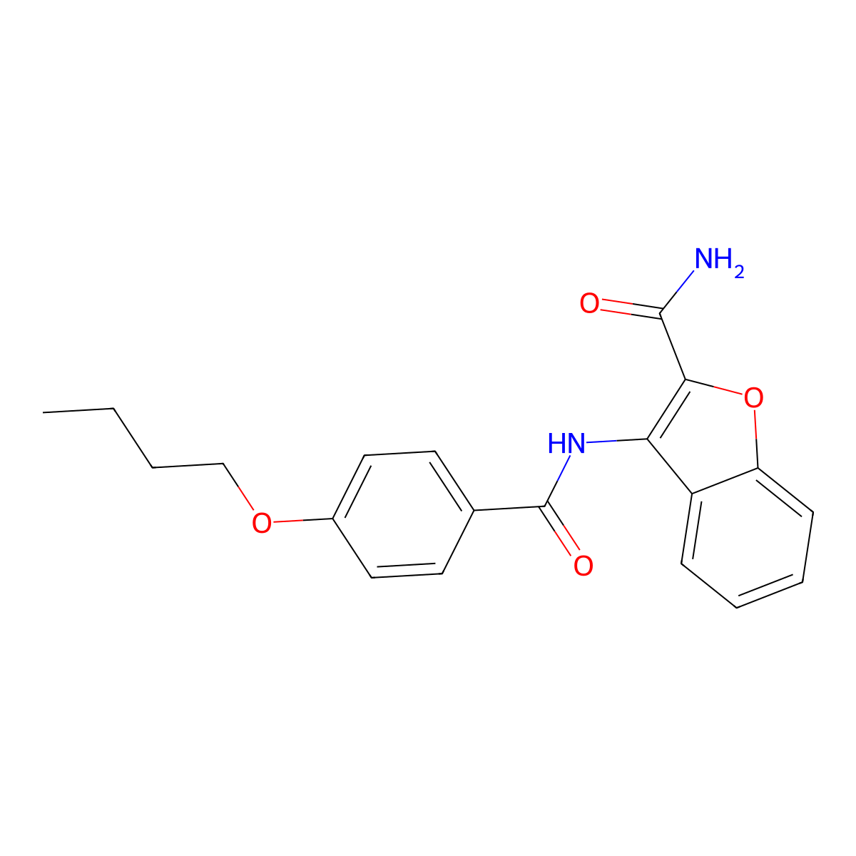 3-(4-Butoxybenzamido)benzofuran-2-carboxamide molecular structure, CAS 477556-36-8