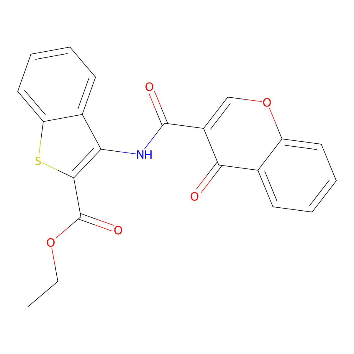 ethyl 3-(4-oxo-4H-chromene-3-carboxamido)benzo[b]thiophene-2-carboxylate molecular structure, CAS 477556-42-6
