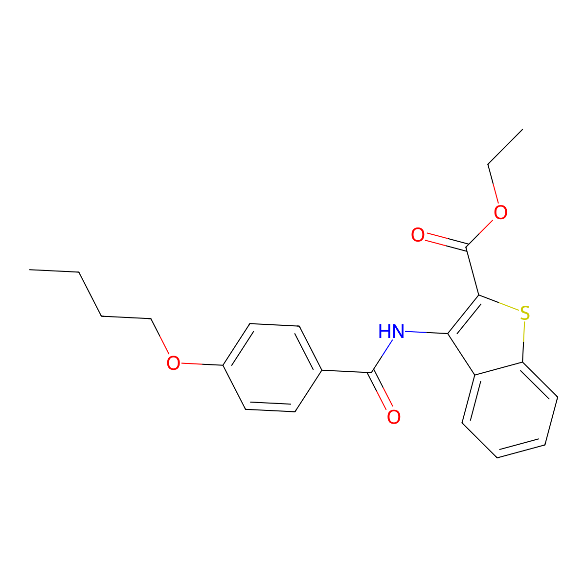 Ethyl 3-(4-butoxybenzamido)benzo[b]thiophene-2-carboxylate molecular structure, CAS 477556-44-8