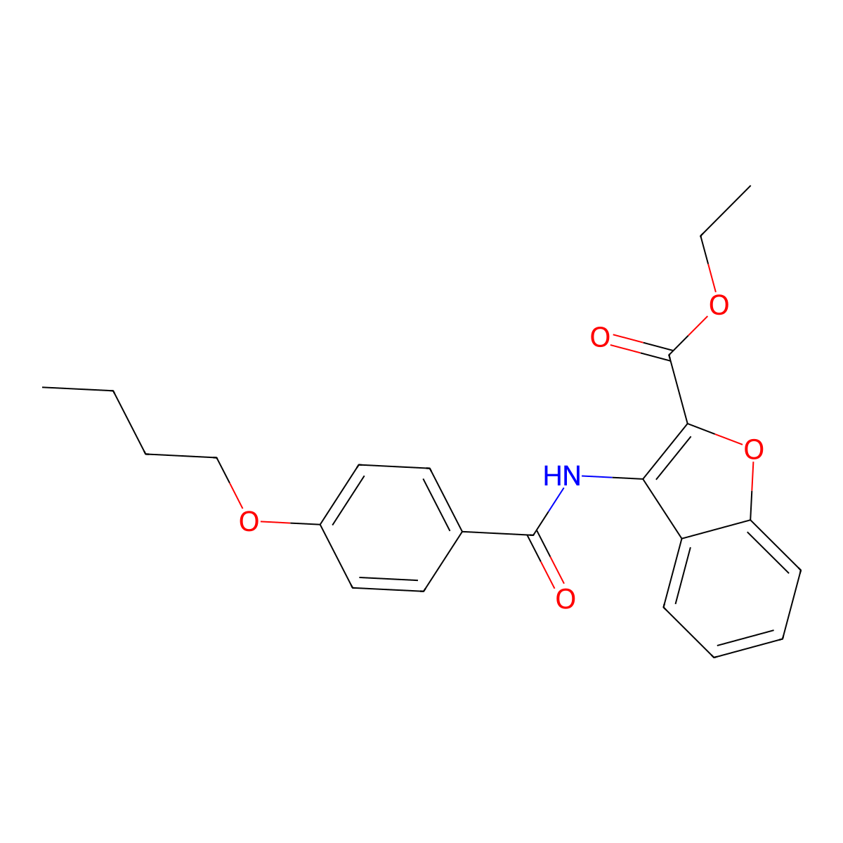 Ethyl 3-(4-butoxybenzamido)benzofuran-2-carboxylate molecular structure, CAS 477556-48-2