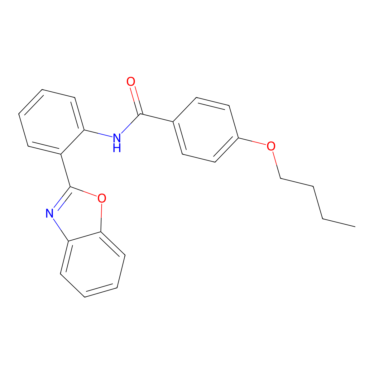 N-[2-(1,3-benzoxazol-2-yl)phenyl]-4-butoxybenzamide molecular structure, CAS 477556-52-8