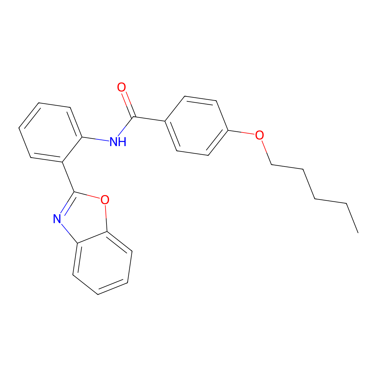 N-(2-(benzo[d]oxazol-2-yl)phenyl)-4-(pentyloxy)benzamide molecular structure, CAS 477556-53-9