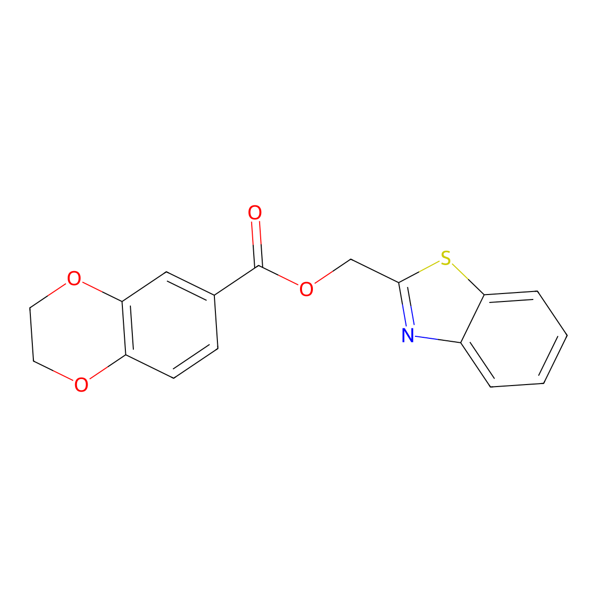 Benzo[d]thiazol-2-ylmethyl 2,3-dihydrobenzo[b][1,4]dioxine-6-carboxylate molecular structure, CAS 477556-68-6