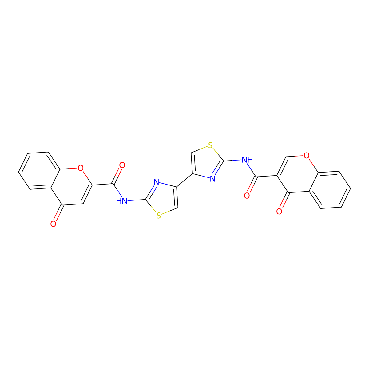 4-oxo-N-[4-[2-[(4-oxochromene-3-carbonyl)amino]-1,3-thiazol-4-yl]-1,3-thiazol-2-yl]chromene-2-carboxamide molecular structure, CAS 477556-76-6