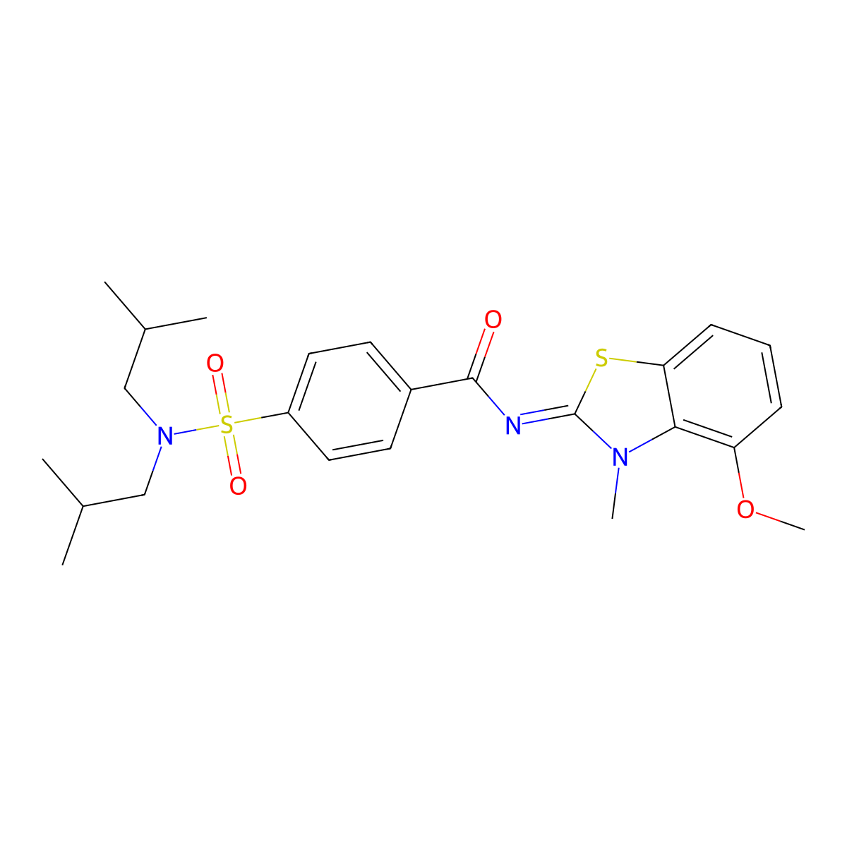 (E)-4-(N,N-diisobutylsulfamoyl)-N-(4-methoxy-3-methylbenzo[d]thiazol-2(3H)-ylidene)benzamide molecular structure, CAS 477557-22-5