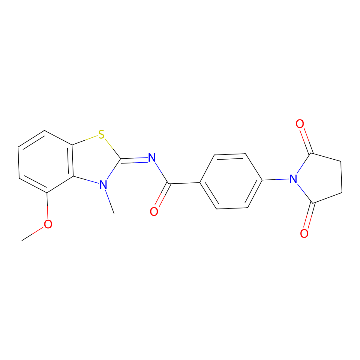 (E)-4-(2,5-dioxopyrrolidin-1-yl)-N-(4-methoxy-3-methylbenzo[d]thiazol-2(3H)-ylidene)benzamide molecular structure, CAS 477557-23-6