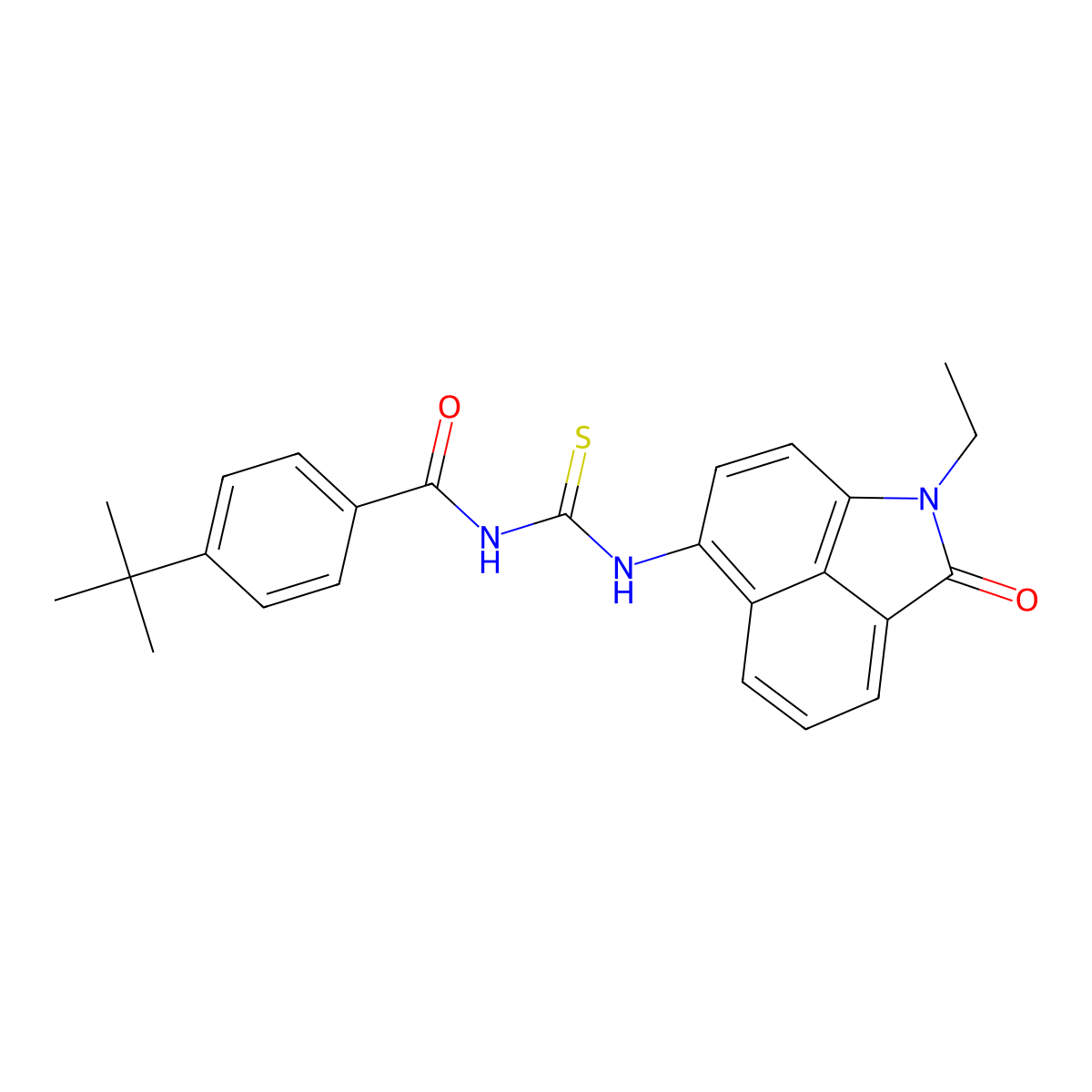 4-(tert-butyl)-N-((1-ethyl-2-oxo-1,2-dihydrobenzo[cd]indol-6-yl)carbamothioyl)benzamide molecular structure, CAS 477557-37-2