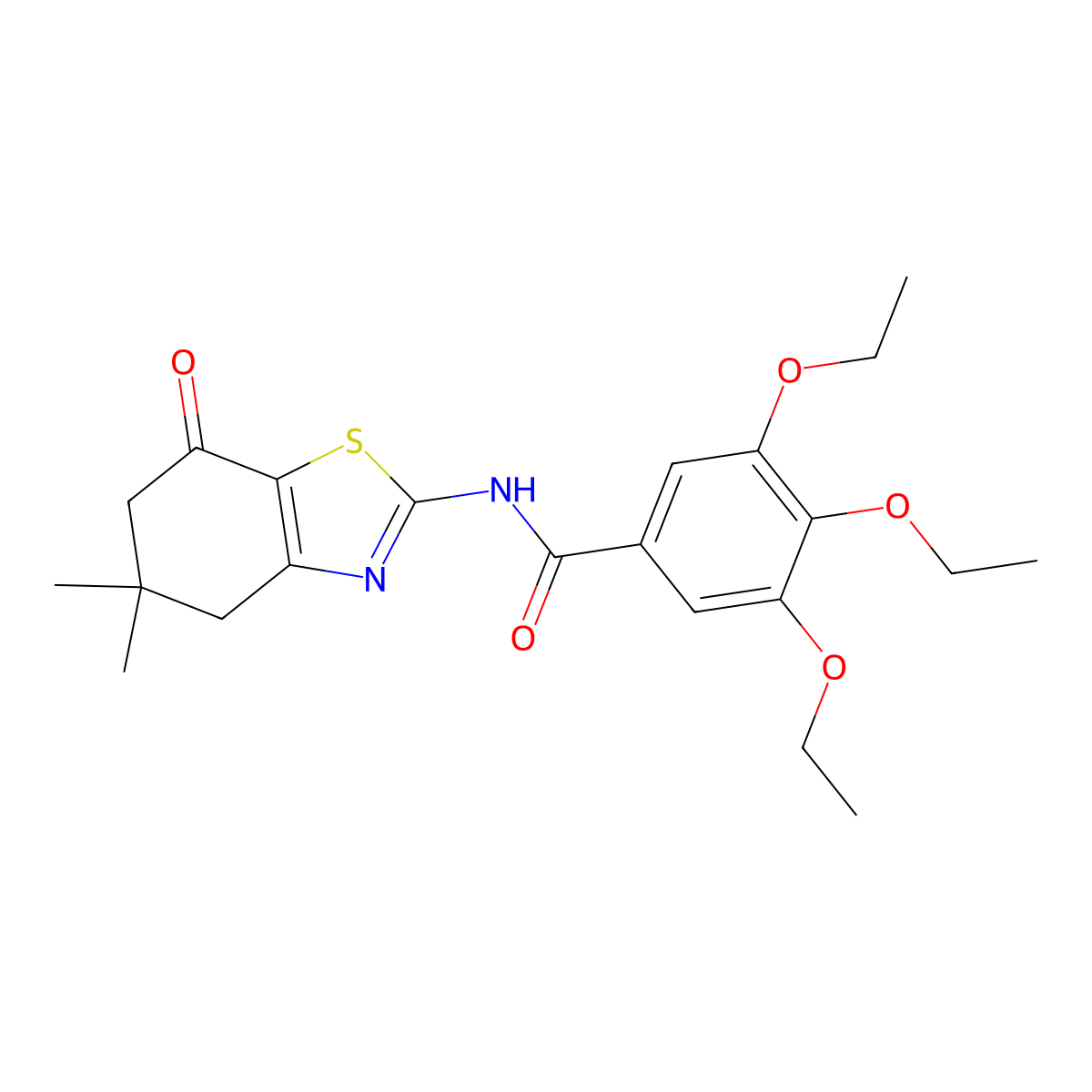 N-(5,5-dimethyl-7-oxo-4,5,6,7-tetrahydro-1,3-benzothiazol-2-yl)-3,4,5-triethoxybenzamide molecular structure, CAS 477557-55-4