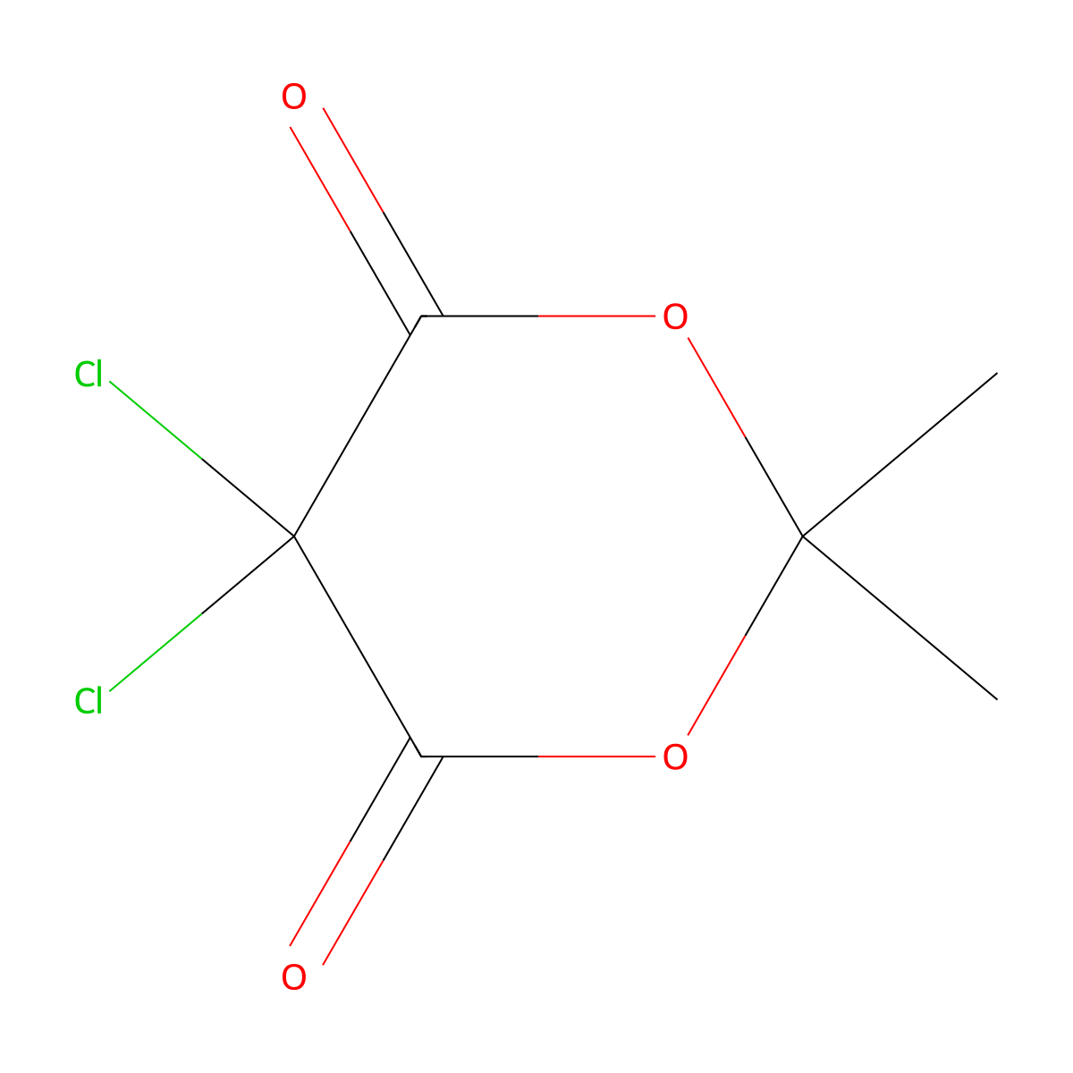 5,5-Dichloro-2,2-dimethyl-1,3-dioxane-4,6-dione molecular structure, CAS 477558-77-3