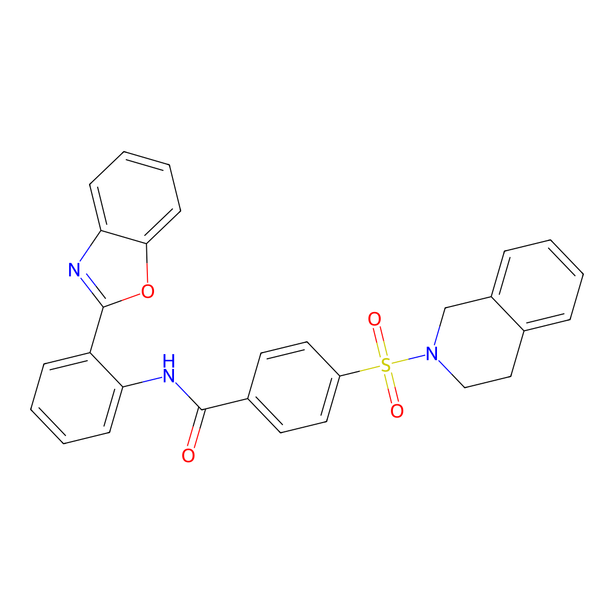 N-(2-(benzo[d]oxazol-2-yl)phenyl)-4-((3,4-dihydroisoquinolin-2(1H)-yl)sulfonyl)benzamide molecular structure, CAS 477567-06-9