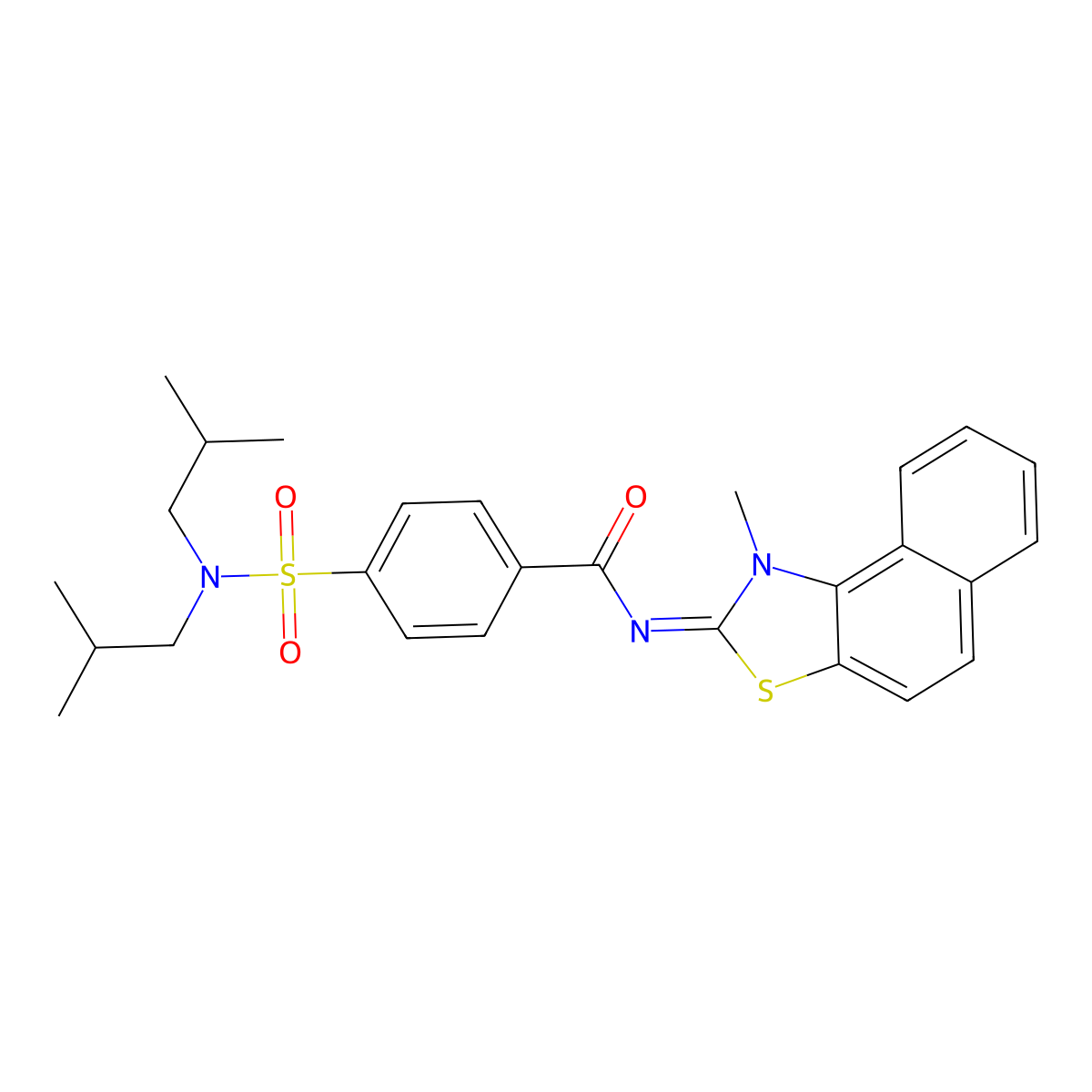 4-[bis(2-methylpropyl)sulfamoyl]-N-(1-methylbenzo[e][1,3]benzothiazol-2-ylidene)benzamide molecular structure, CAS 477567-13-8
