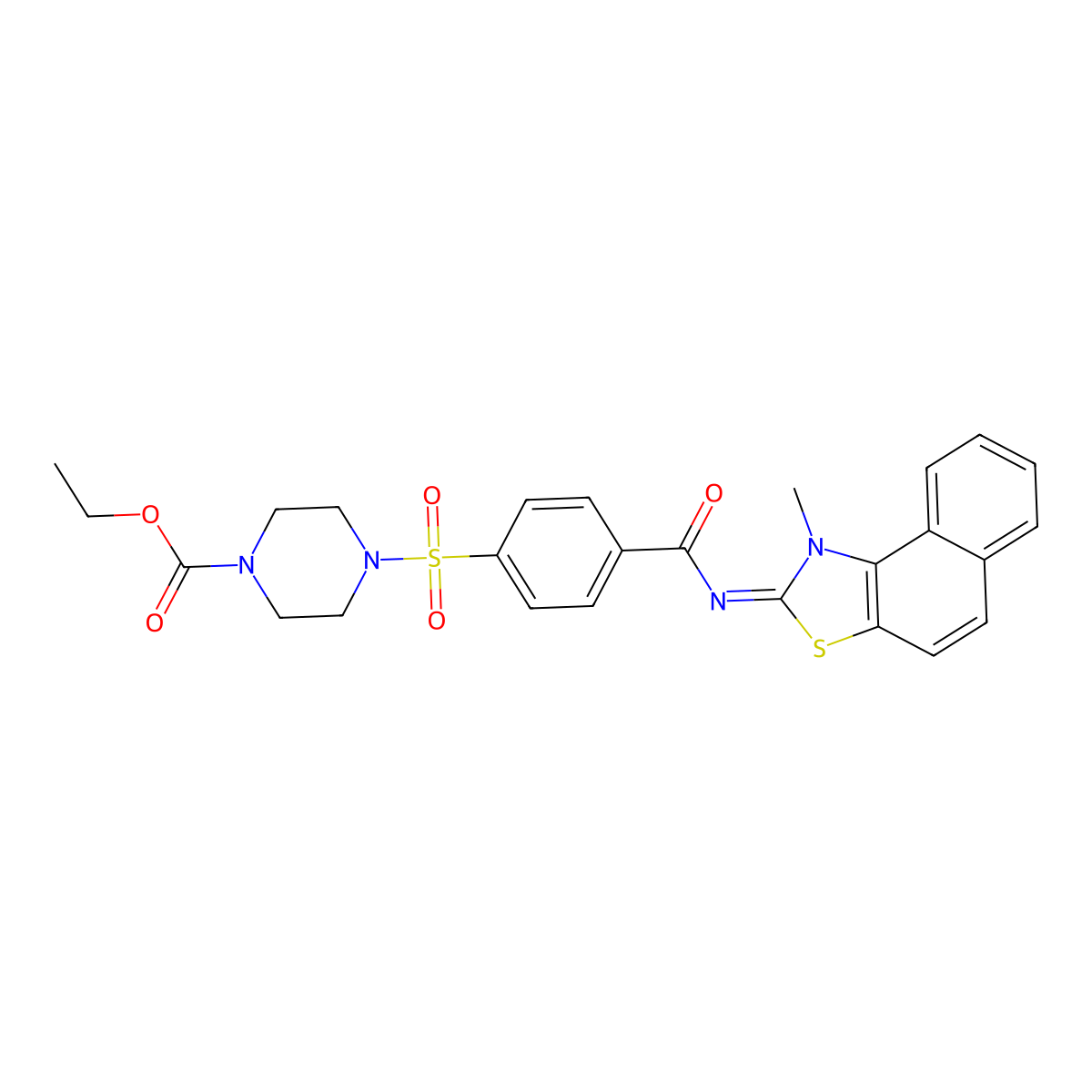 Ethyl 4-[4-[(1-methylbenzo[e][1,3]benzothiazol-2-ylidene)carbamoyl]phenyl]sulfonylpiperazine-1-carboxylate molecular structure, CAS 477567-16-1