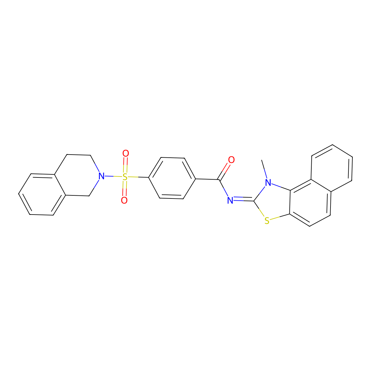 4-(3,4-dihydro-1H-isoquinolin-2-ylsulfonyl)-N-(1-methylbenzo[e][1,3]benzothiazol-2-ylidene)benzamide molecular structure, CAS 477567-17-2