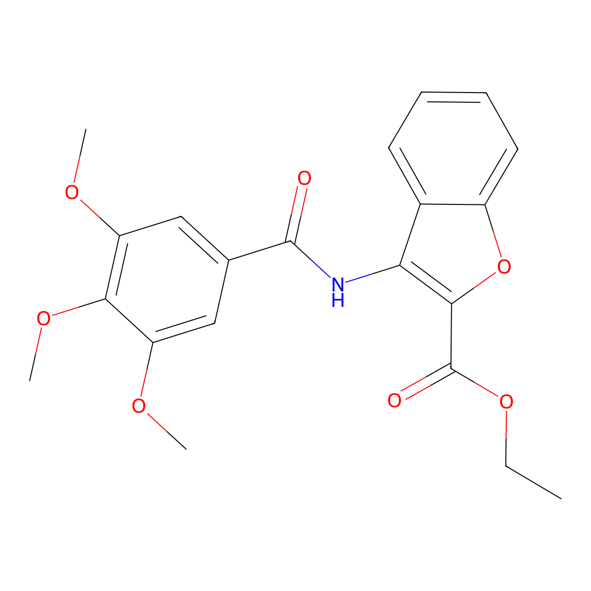 Ethyl 3-(3,4,5-trimethoxybenzamido)benzofuran-2-carboxylate molecular structure, CAS 477567-23-0