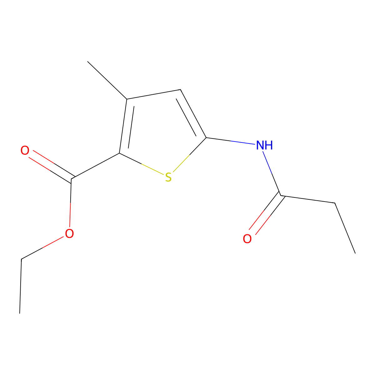 Ethyl 3-methyl-5-propanamidothiophene-2-carboxylate molecular structure, CAS 477567-26-3