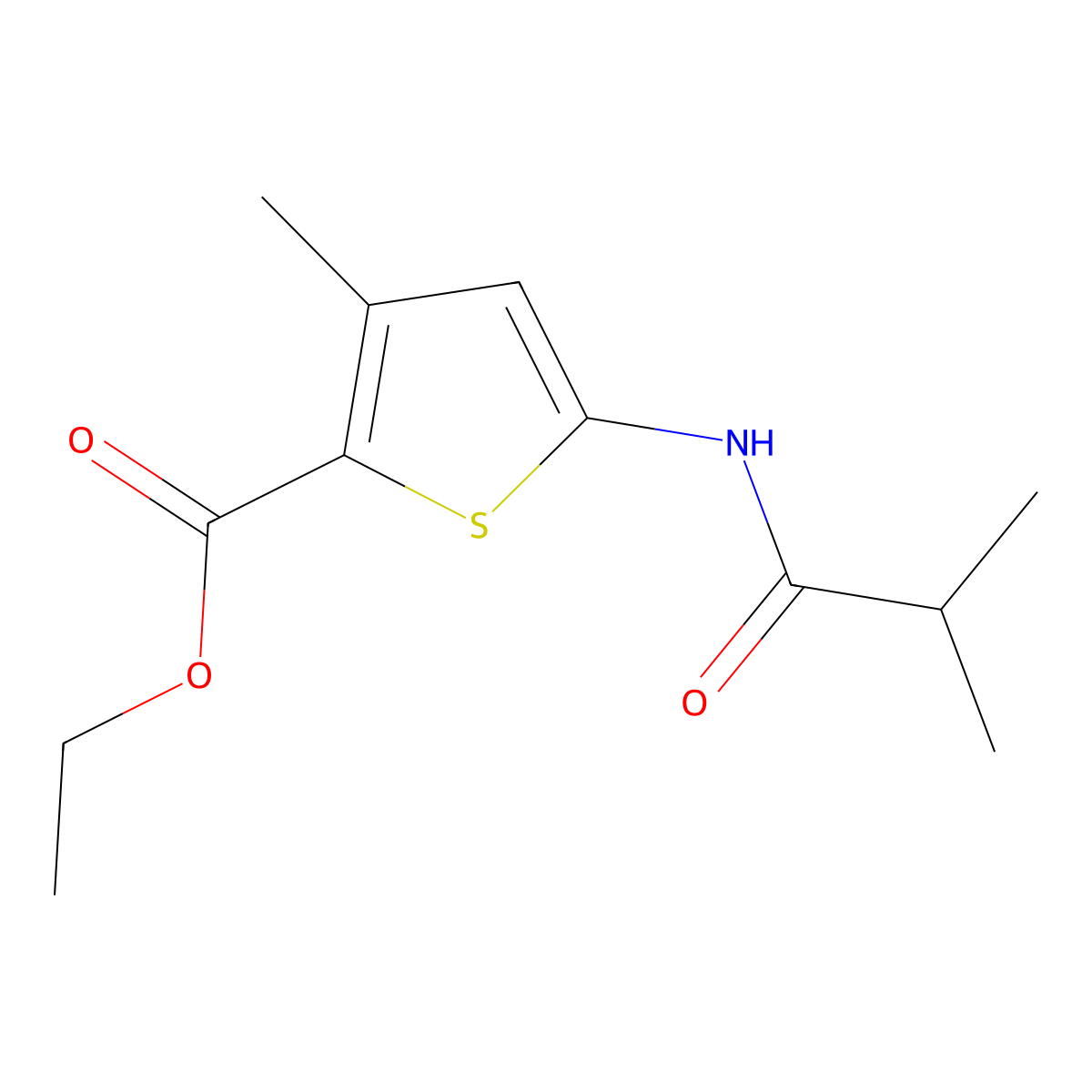 Ethyl 3-methyl-5-(2-methylpropanamido)thiophene-2-carboxylate molecular structure, CAS 477567-27-4