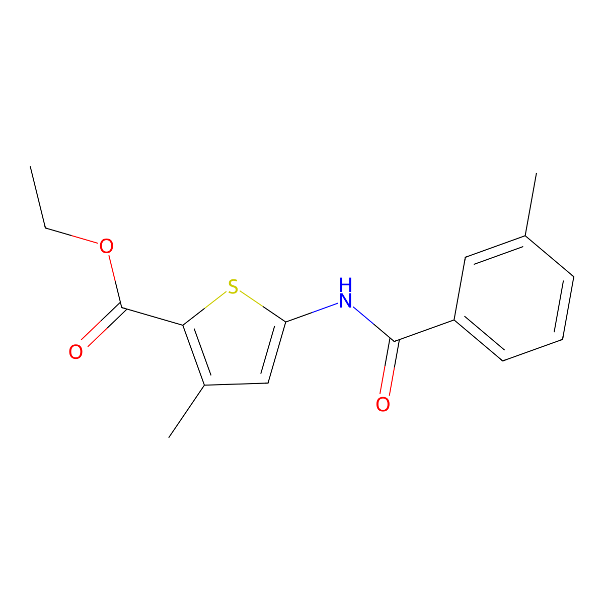 Ethyl 3-methyl-5-(3-methylbenzamido)thiophene-2-carboxylate molecular structure, CAS 477567-31-0