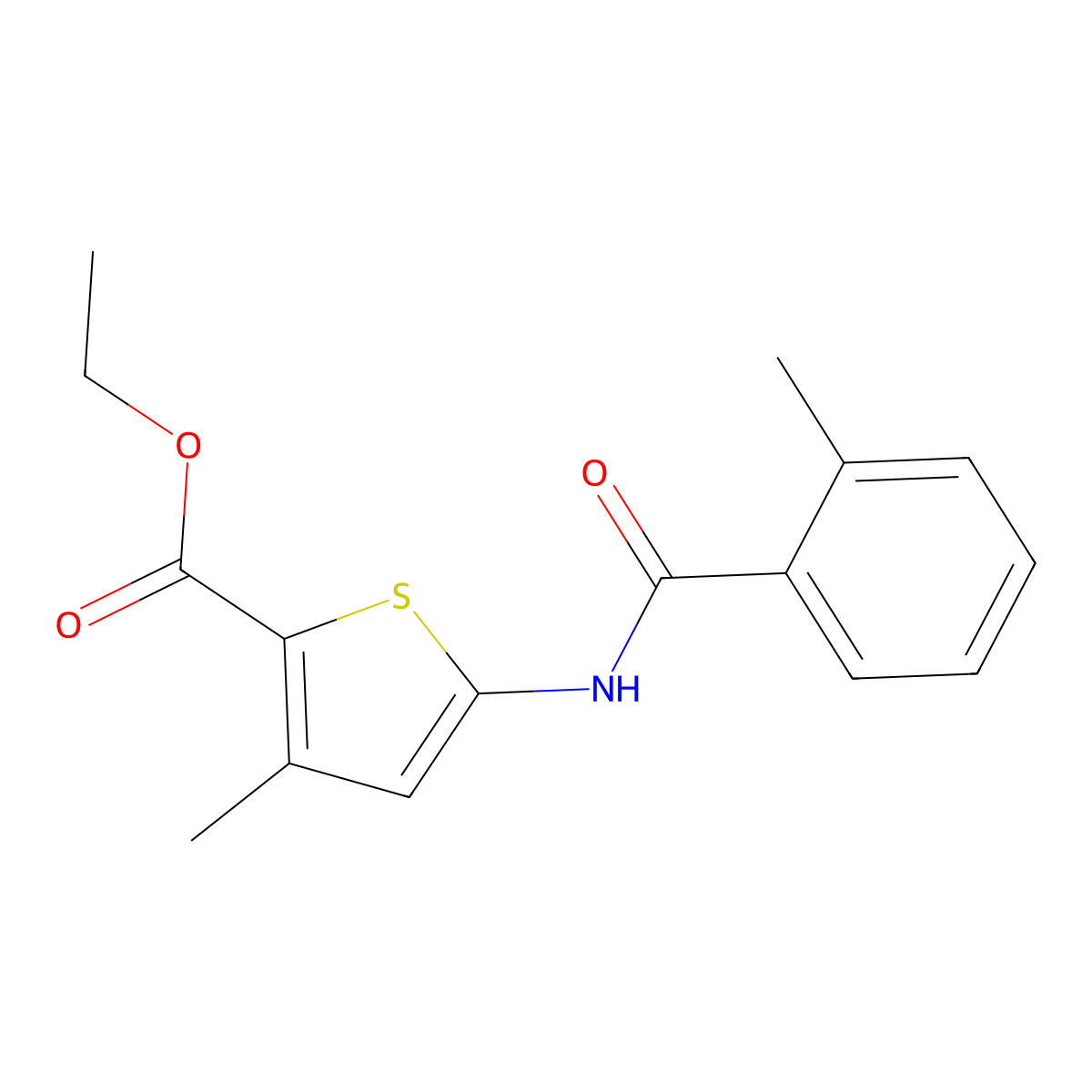 Ethyl 3-methyl-5-(2-methylbenzamido)thiophene-2-carboxylate molecular structure, CAS 477567-32-1