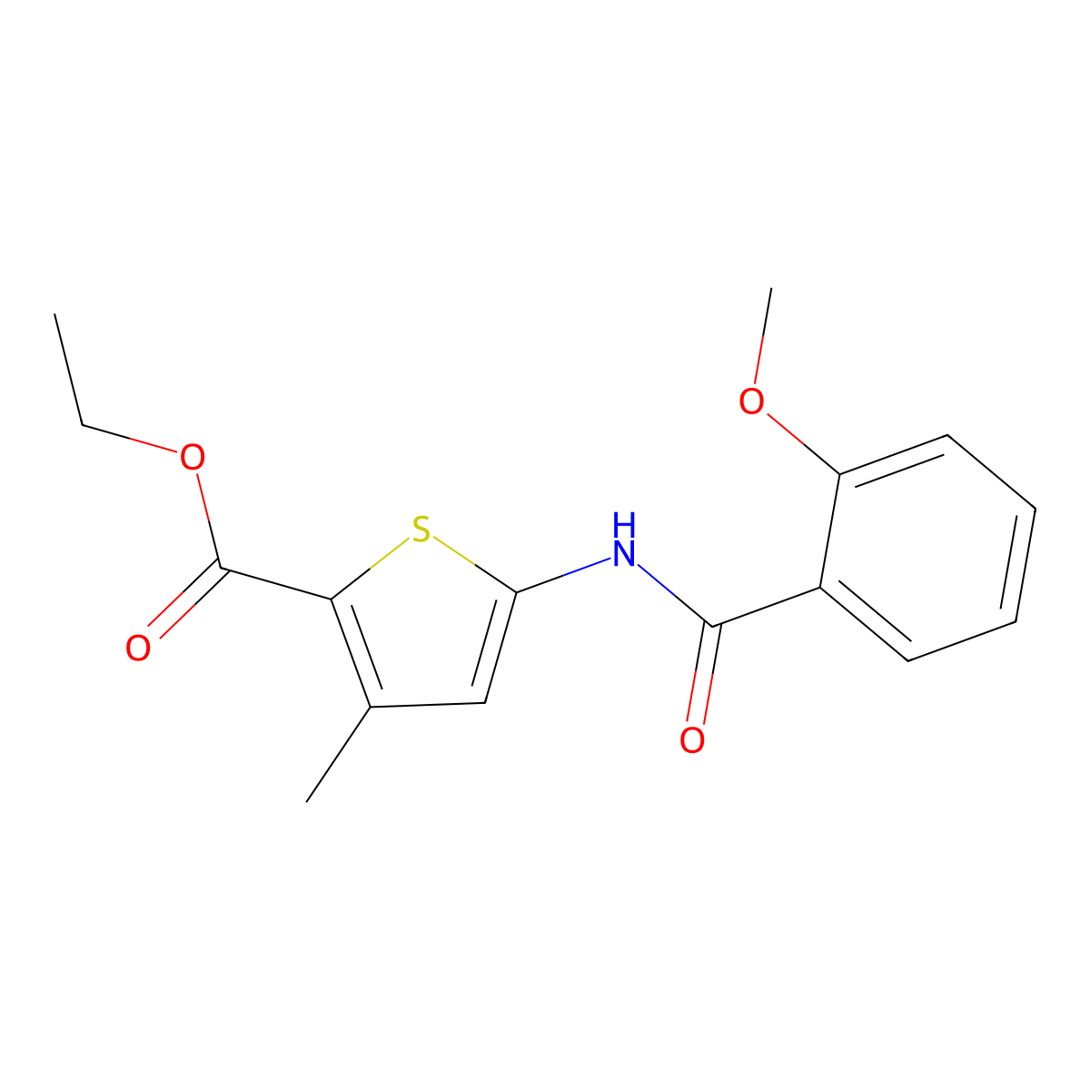 Ethyl 5-(2-methoxybenzamido)-3-methylthiophene-2-carboxylate molecular structure, CAS 477567-49-0