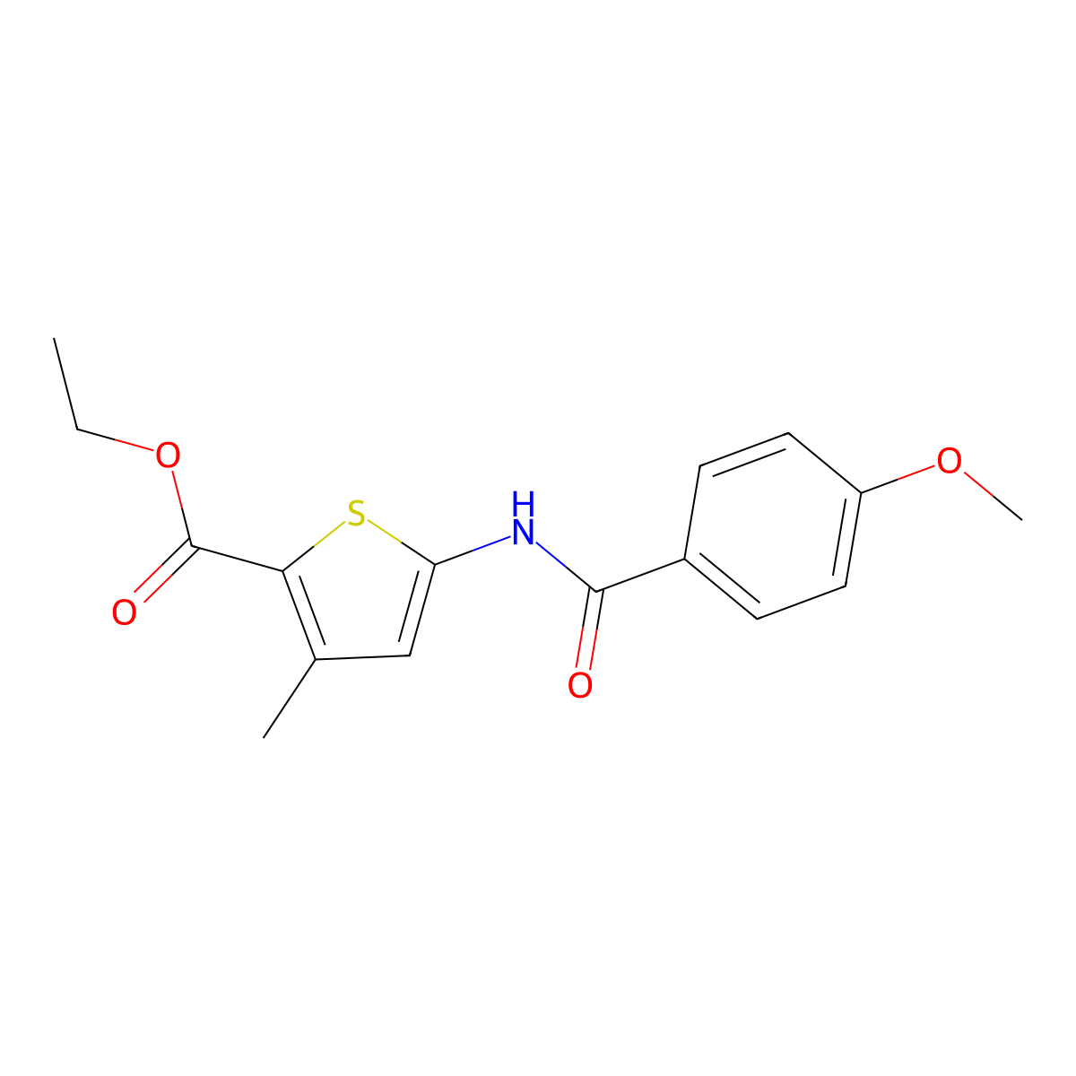 Ethyl 5-(4-methoxybenzamido)-3-methylthiophene-2-carboxylate molecular structure, CAS 477567-51-4