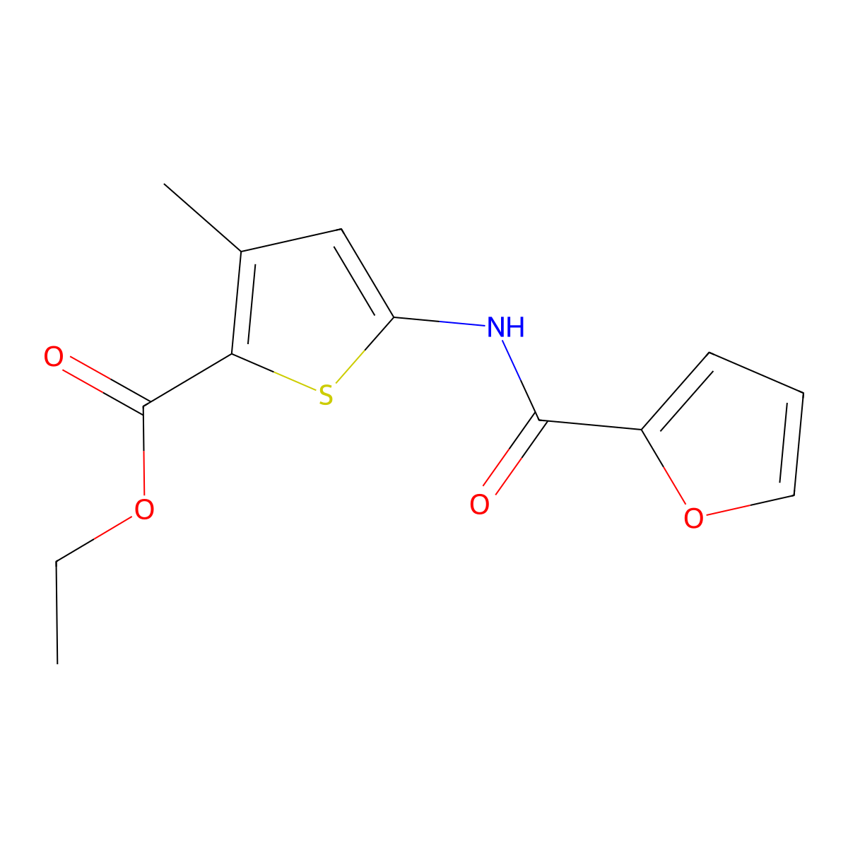 Ethyl 5-(furan-2-amido)-3-methylthiophene-2-carboxylate molecular structure, CAS 477567-73-0