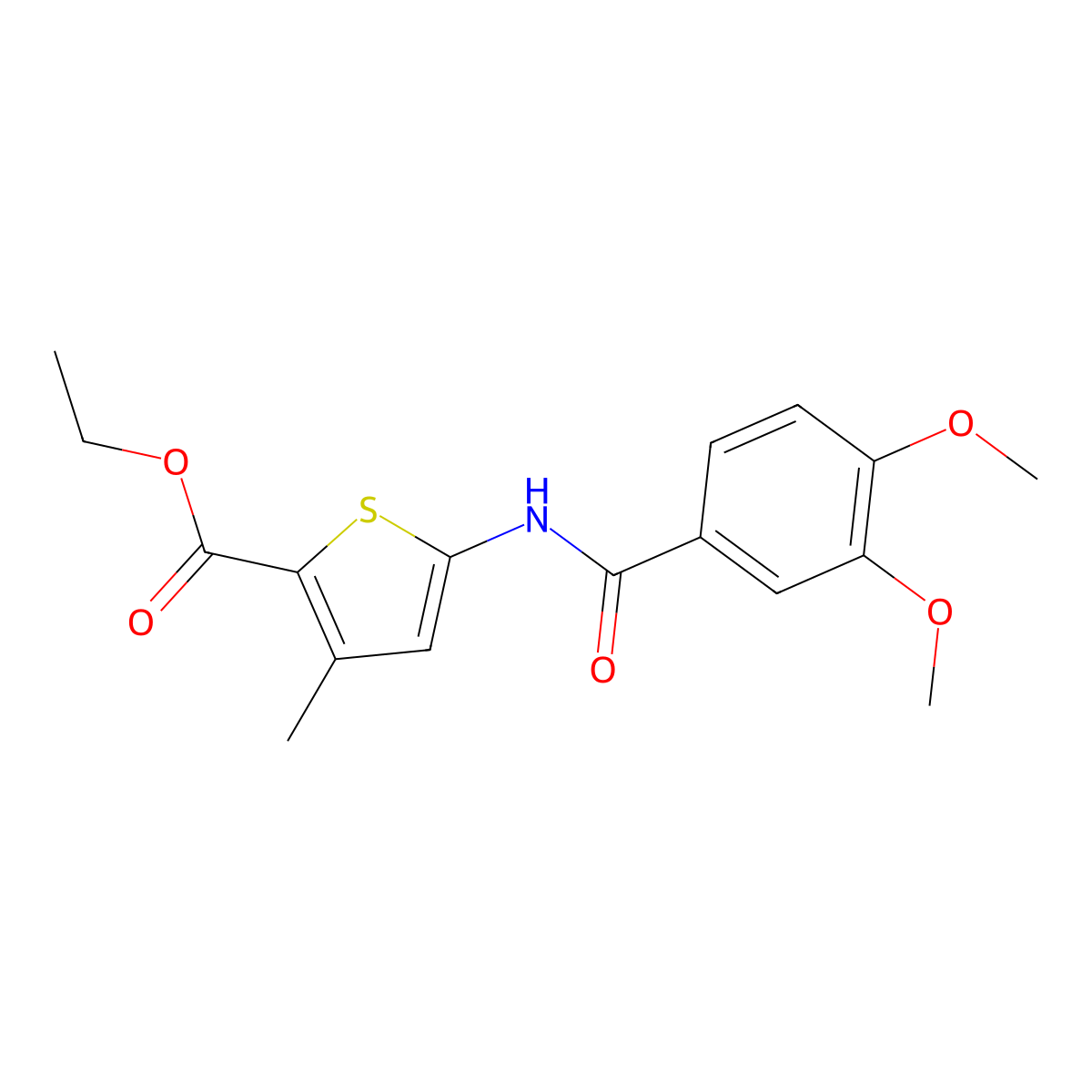 Ethyl 5-(3,4-dimethoxybenzamido)-3-methylthiophene-2-carboxylate molecular structure, CAS 477567-77-4