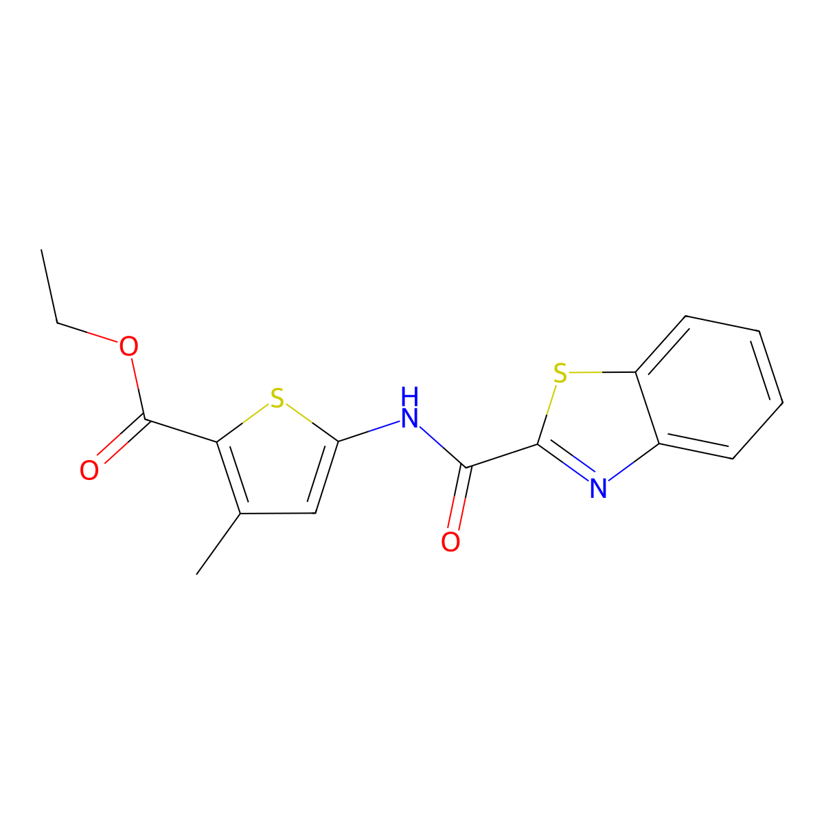 Ethyl 5-(benzo[d]thiazole-2-carboxamido)-3-methylthiophene-2-carboxylate molecular structure, CAS 477567-79-6
