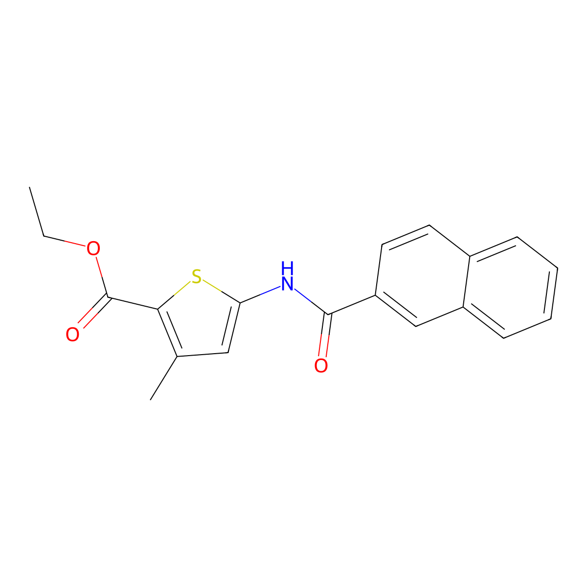 Ethyl 3-methyl-5-(naphthalene-2-carbonylamino)thiophene-2-carboxylate molecular structure, CAS 477567-80-9