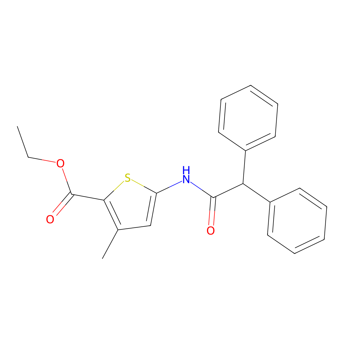 Ethyl 5-(2,2-diphenylacetamido)-3-methylthiophene-2-carboxylate molecular structure, CAS 477567-81-0