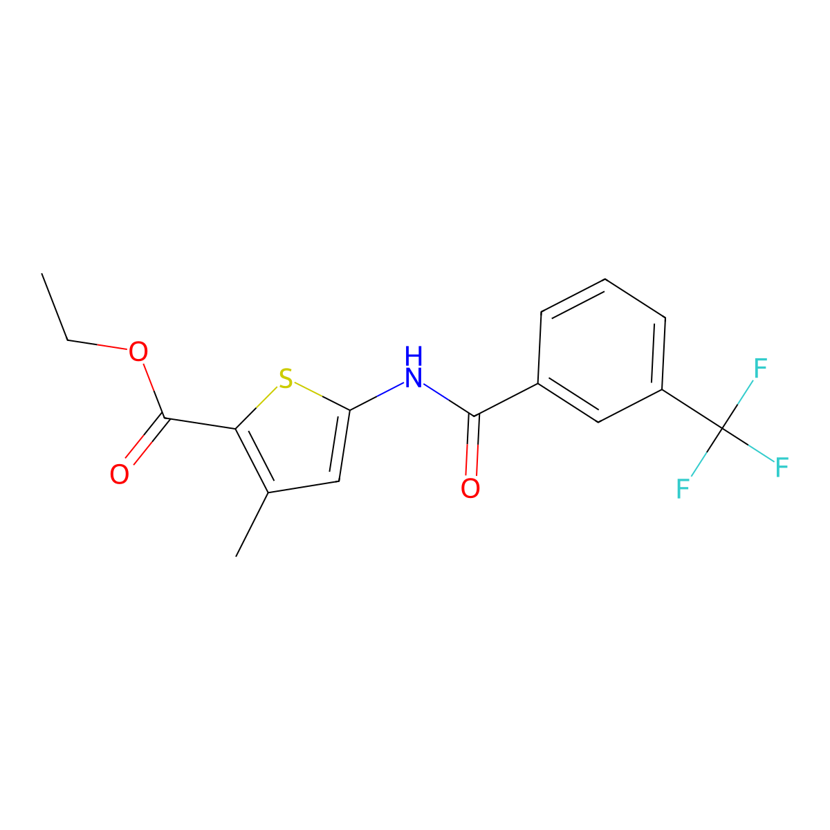 Ethyl 3-methyl-5-(3-(trifluoromethyl)benzamido)thiophene-2-carboxylate molecular structure, CAS 477567-85-4