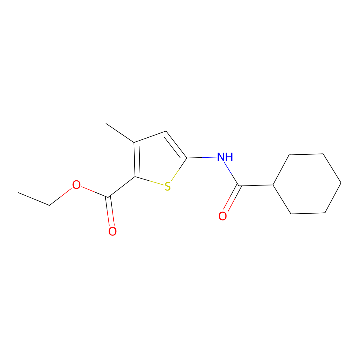 Ethyl 5-(cyclohexanecarboxamido)-3-methylthiophene-2-carboxylate molecular structure, CAS 477567-88-7