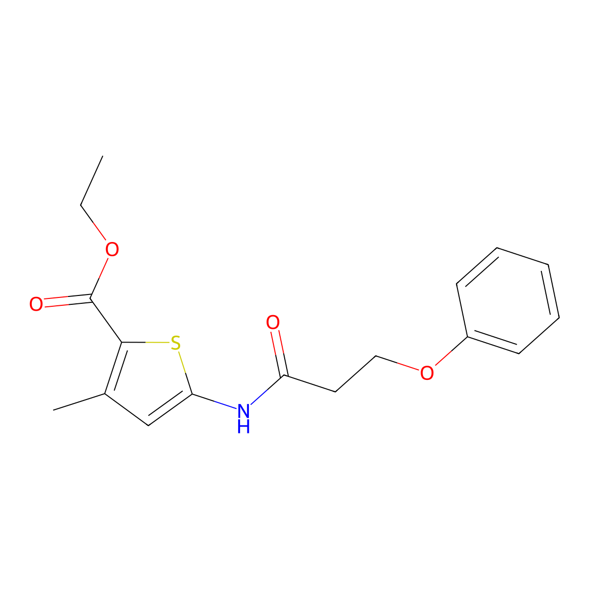 Ethyl 3-methyl-5-(3-phenoxypropanamido)thiophene-2-carboxylate molecular structure, CAS 477567-97-8