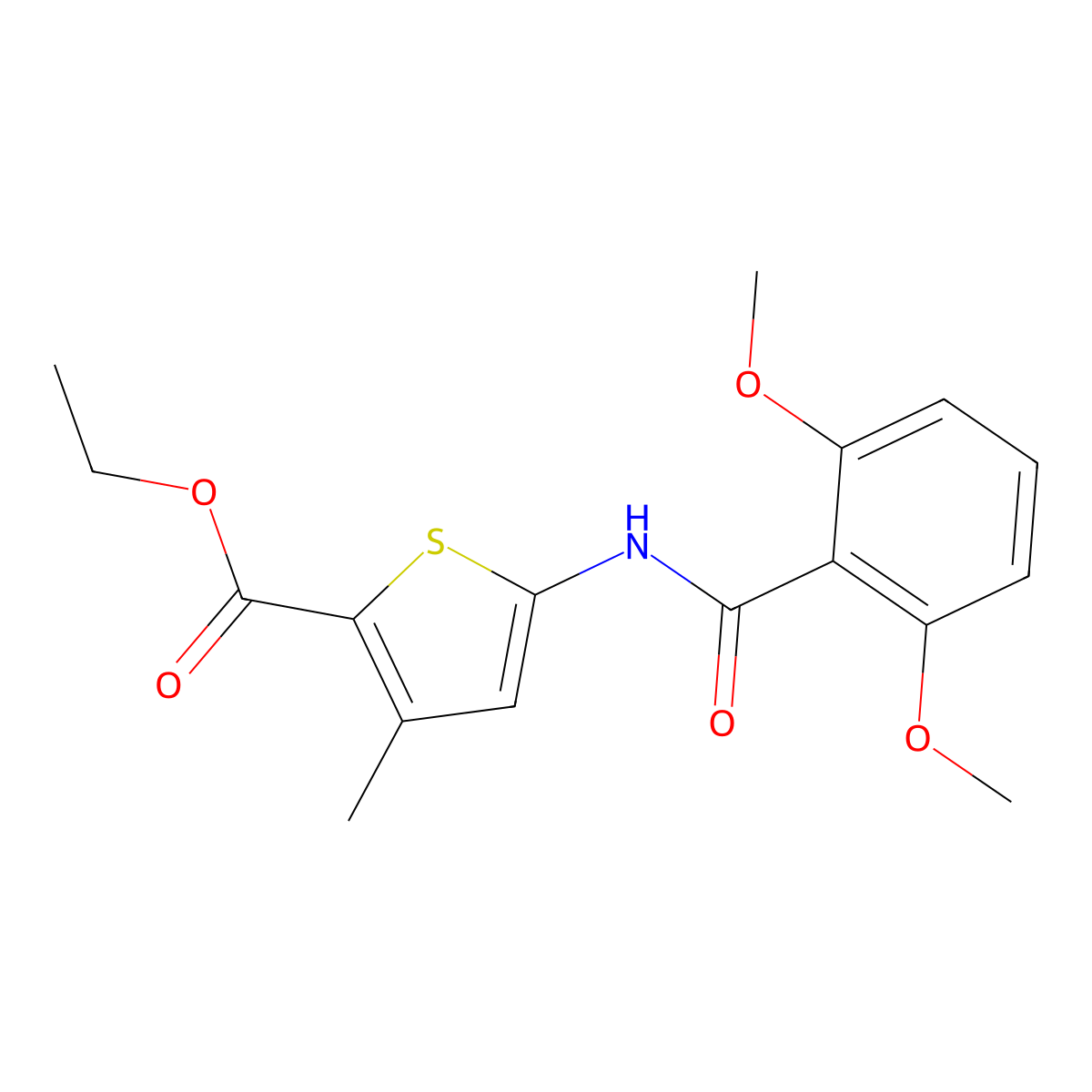 Ethyl 5-(2,6-dimethoxybenzamido)-3-methylthiophene-2-carboxylate molecular structure, CAS 477568-13-1